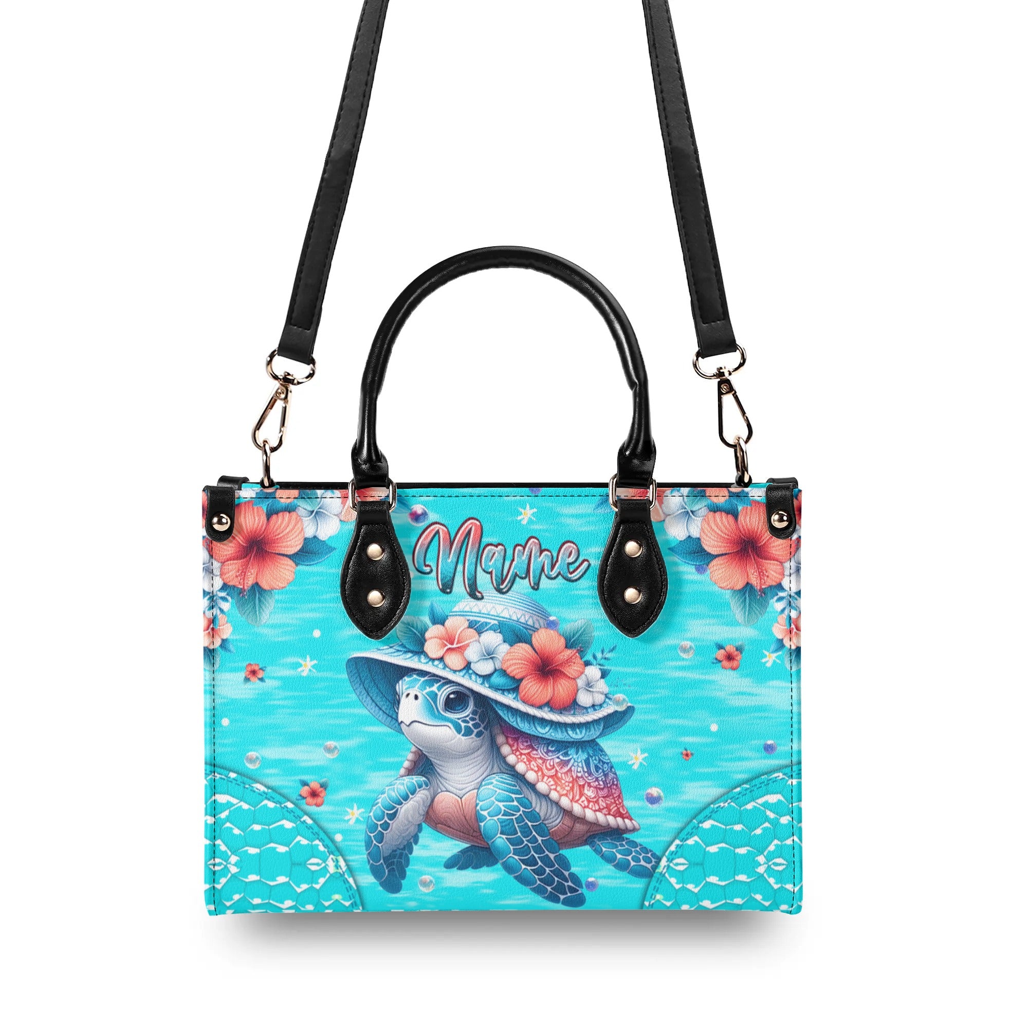 SEA TURTLE ART LEATHER HANDBAG - TLPQ1510245