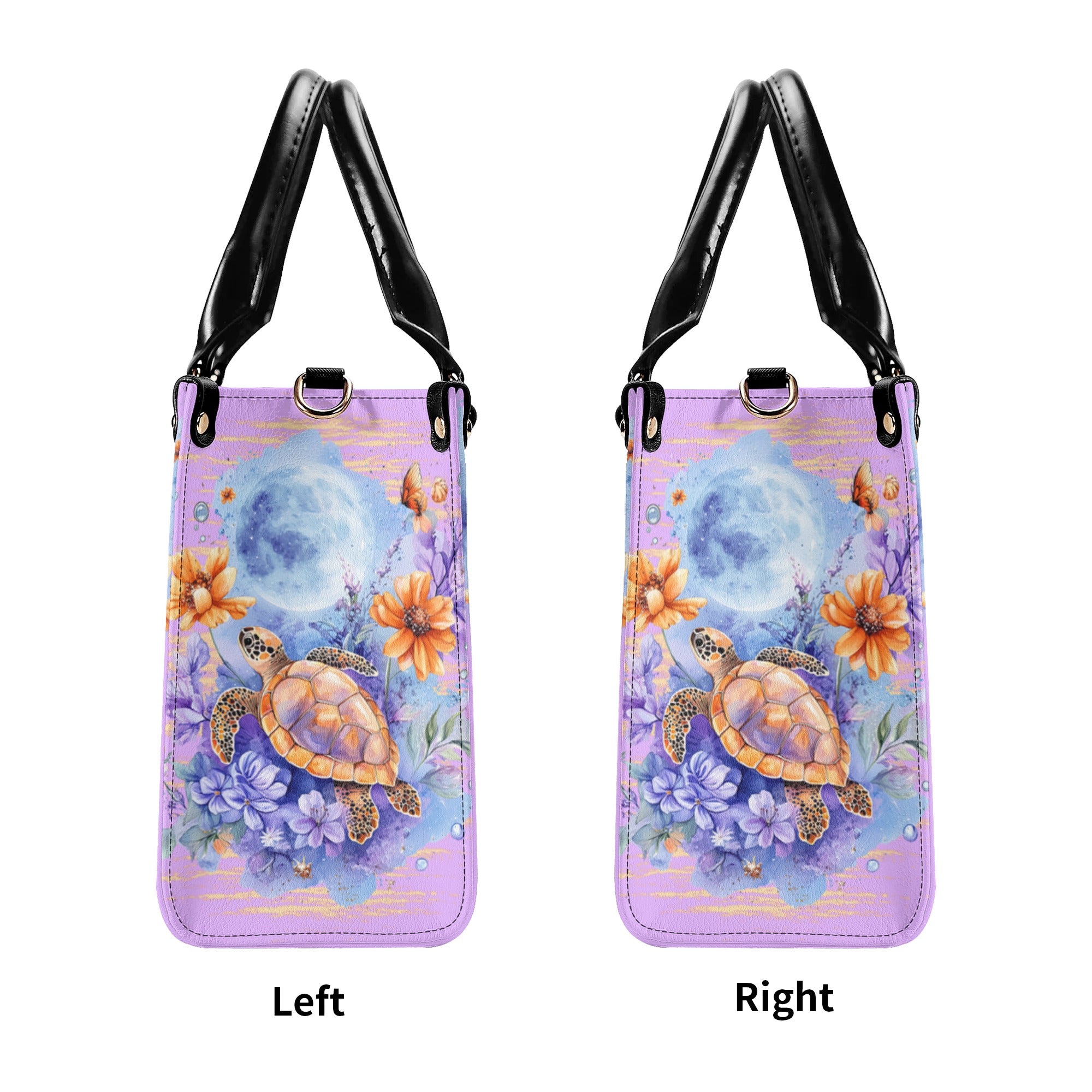 SOME GIRLS ARE JUST BORN TURLTE WATERCOLOR LEATHER HANDBAG - TLNZ1110245