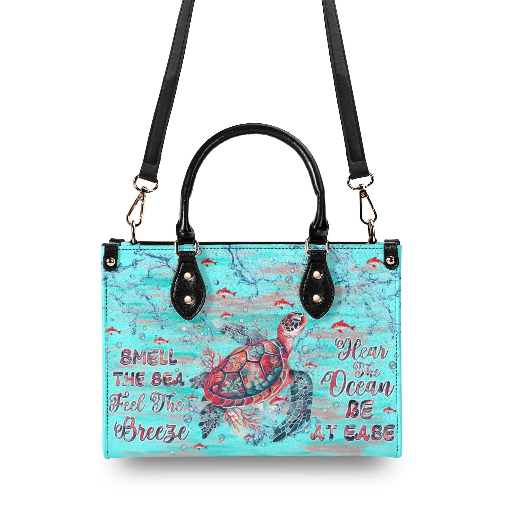 SMELL THE SEA FEEL THE BREEZE TURTLE LEATHER HANDBAG - TLNZ2009245