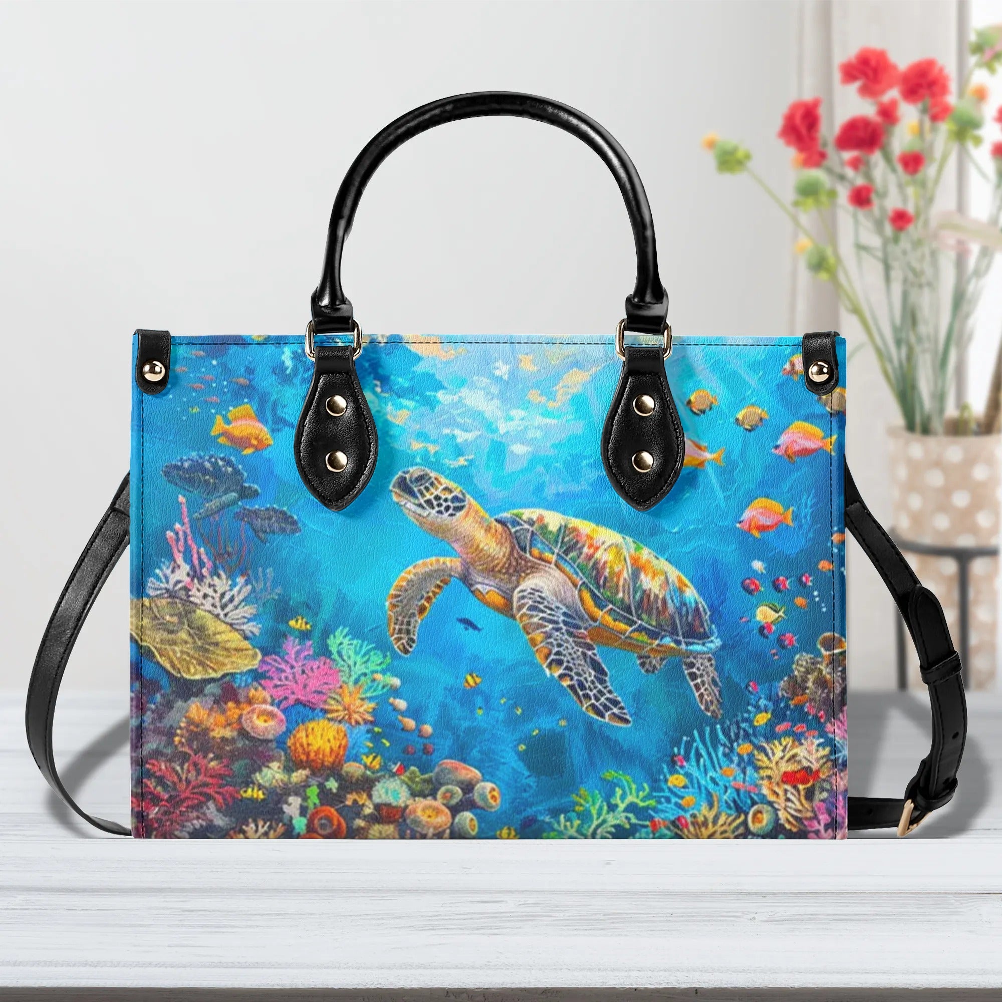 OCEAN TURTLE LEATHER HANDBAG - YHHN2307244