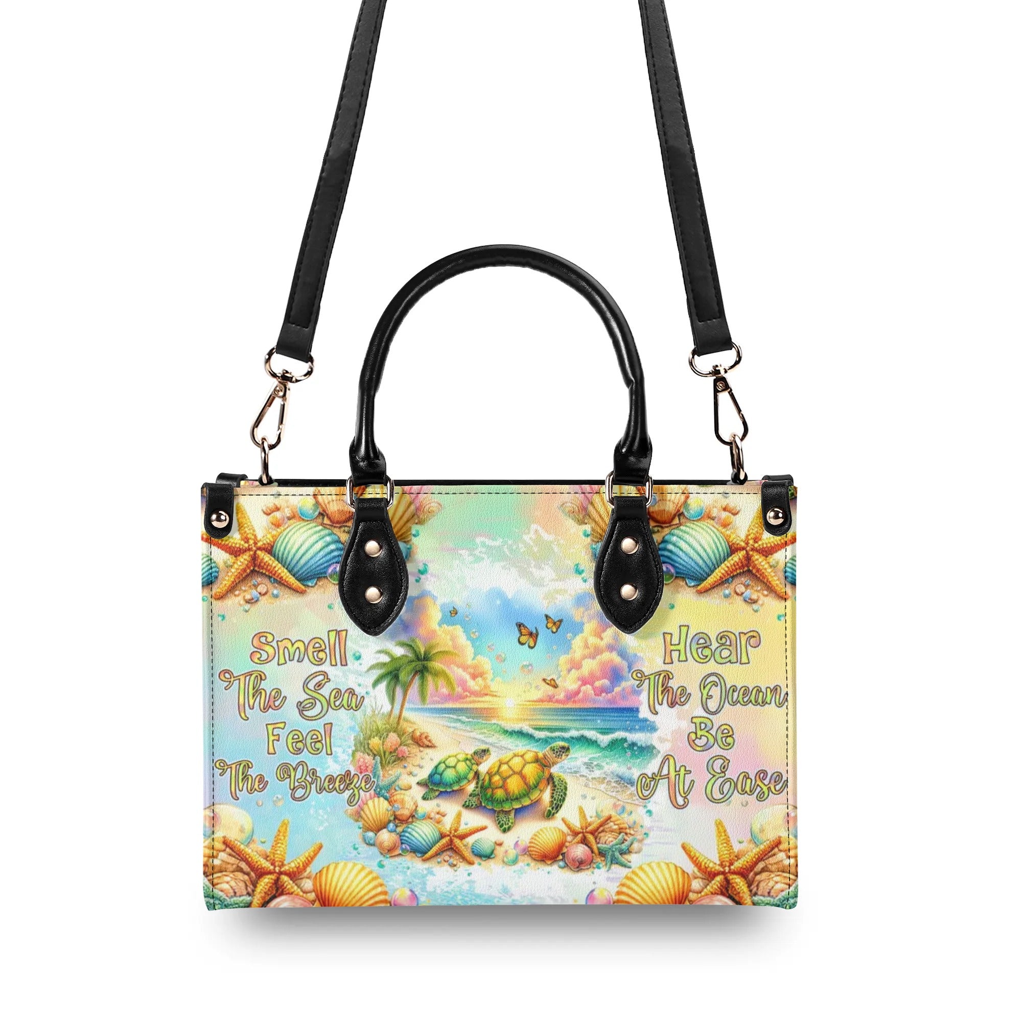 SMELL THE SEA FEEL THE BREEZE TURTLE LEATHER HANDBAG - TLNZ2805245