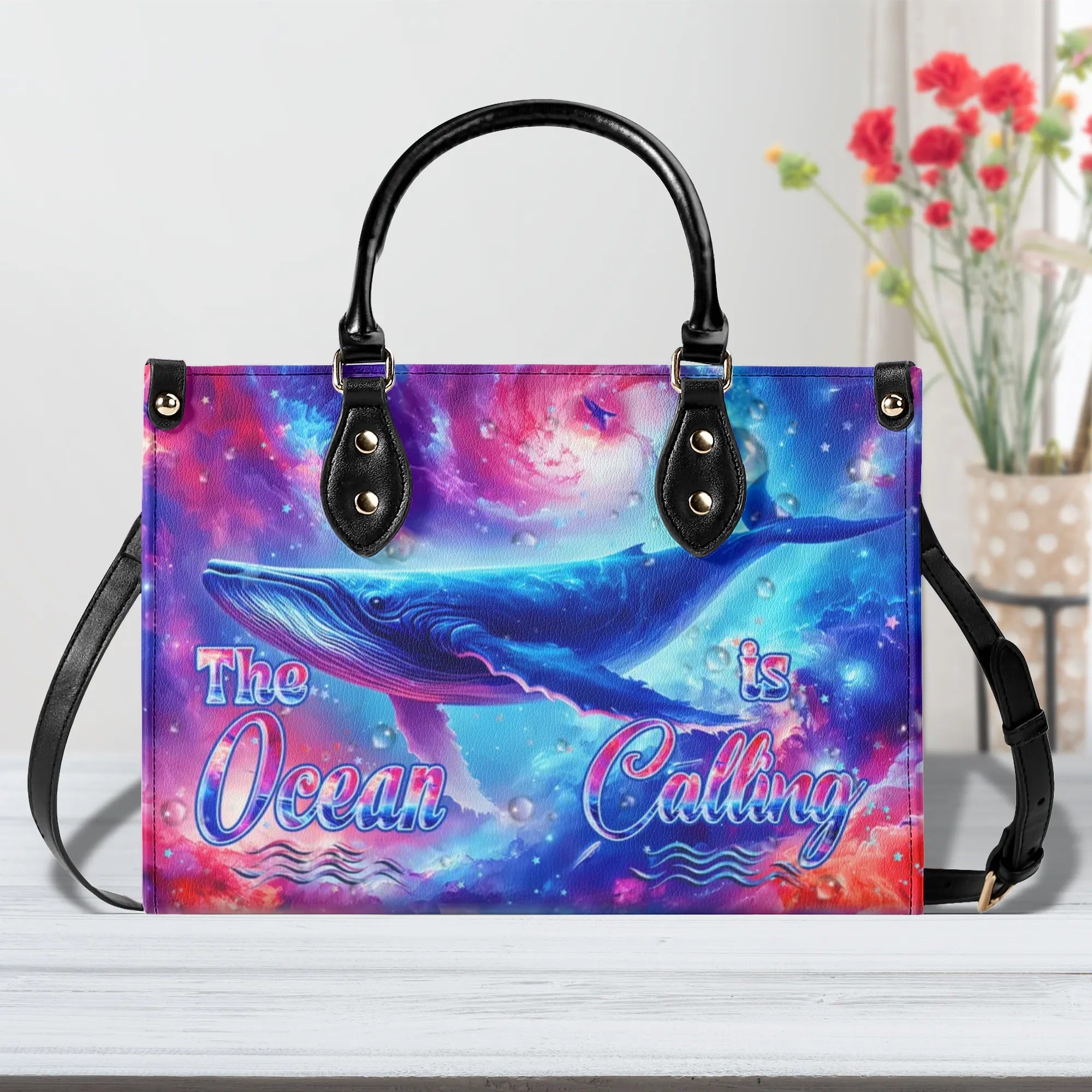 THE OCEAN IS CALLING WHALE LEATHER HANDBAG - YHHN1906244