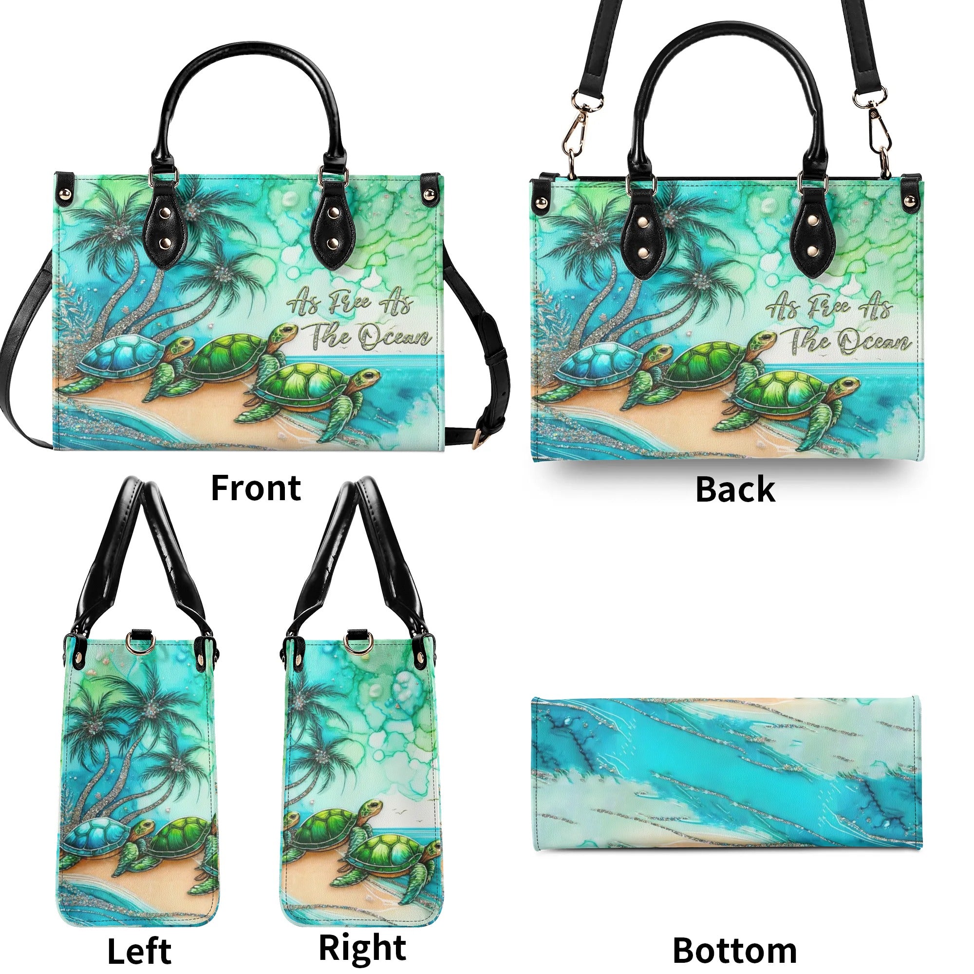 AS FREE AS THE OCEAN TURTLE LEATHER HANDBAG - TLTR1507244