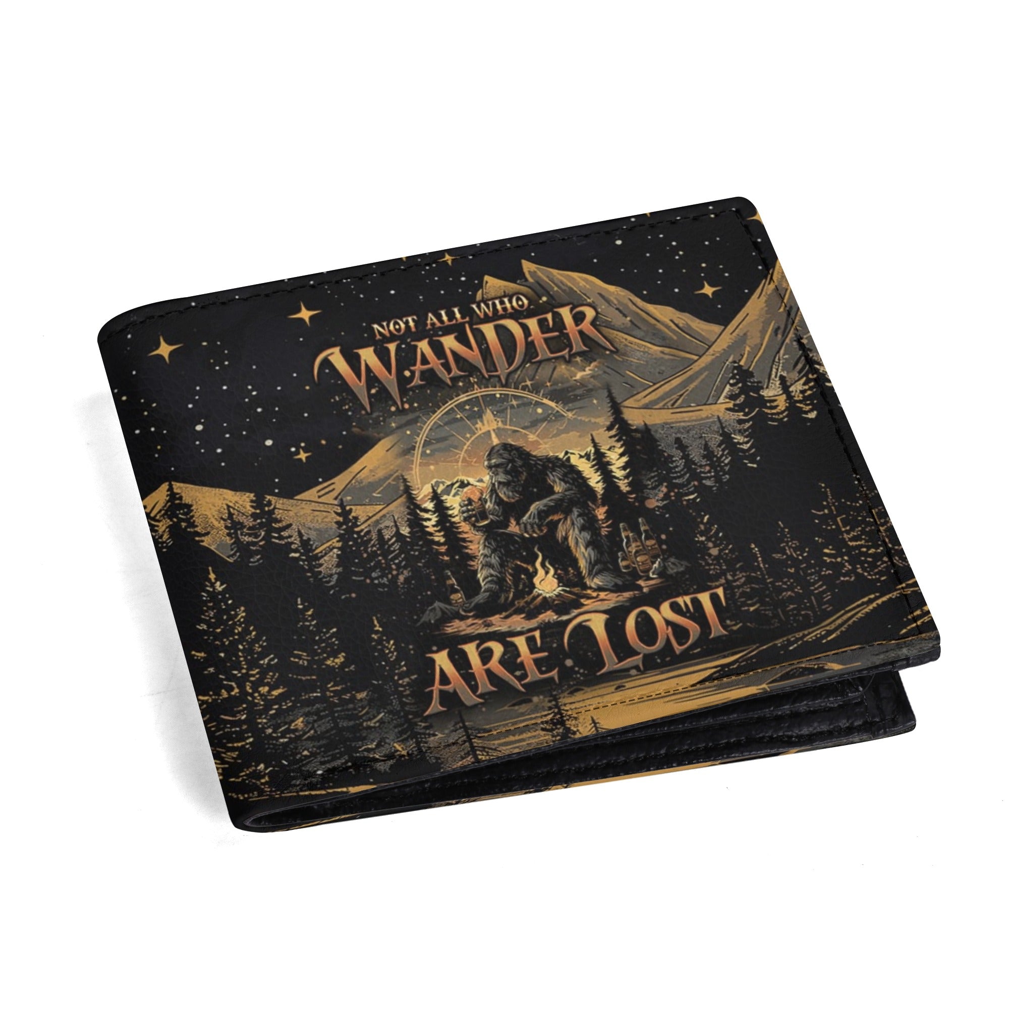 NOT ALL WHO WANDER ARE LOST BIGFOOT COMPASS  LEATHER WALLET   - TLNO2410247