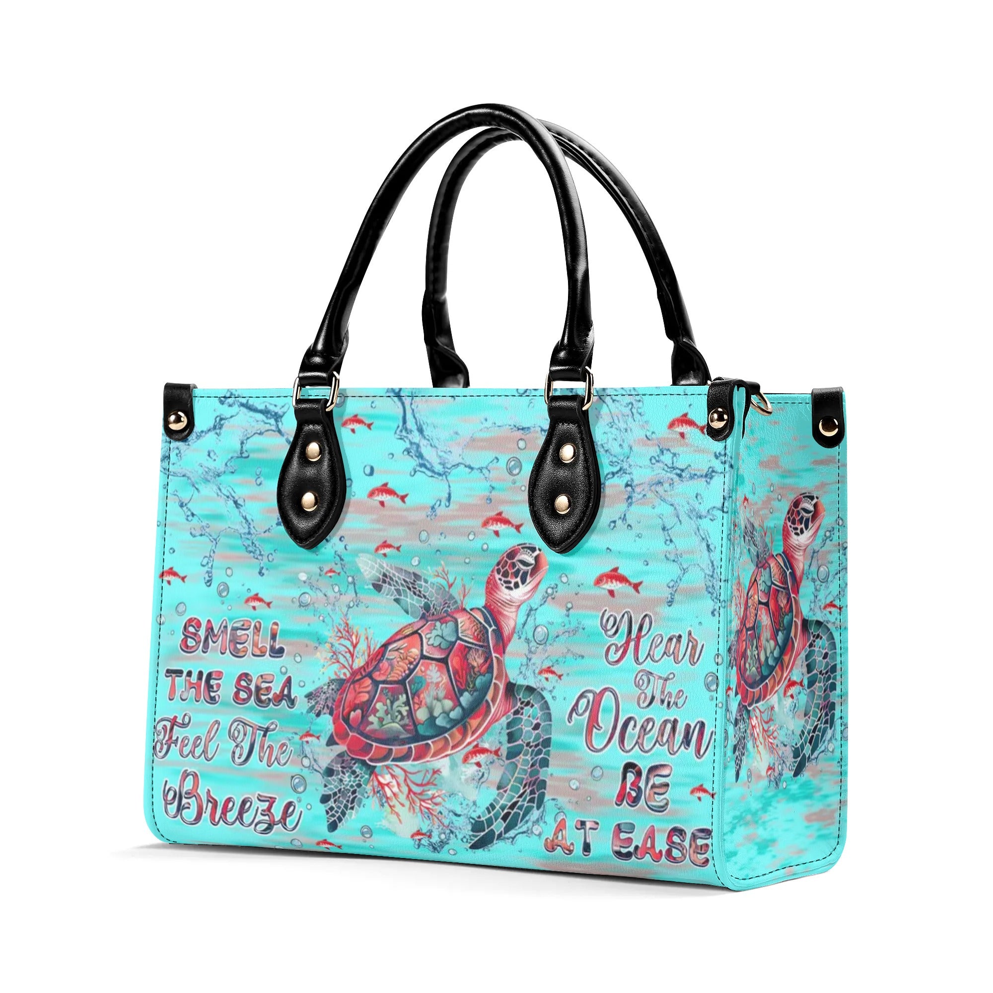 SMELL THE SEA FEEL THE BREEZE TURTLE LEATHER HANDBAG - TLNZ2009245