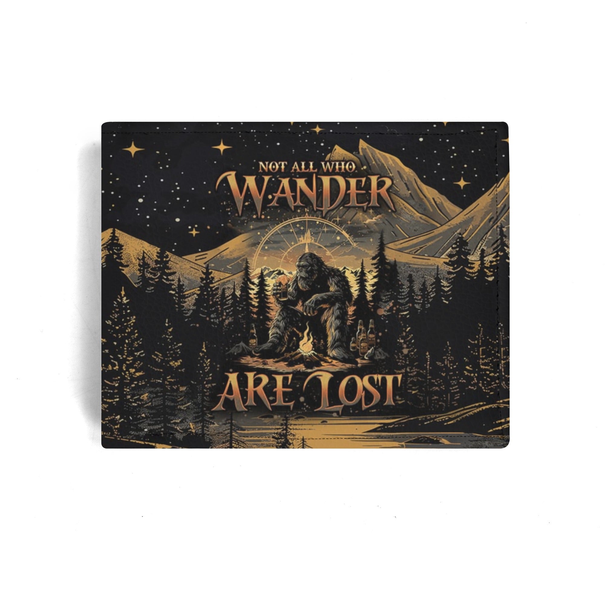 NOT ALL WHO WANDER ARE LOST BIGFOOT COMPASS  LEATHER WALLET   - TLNO2410247