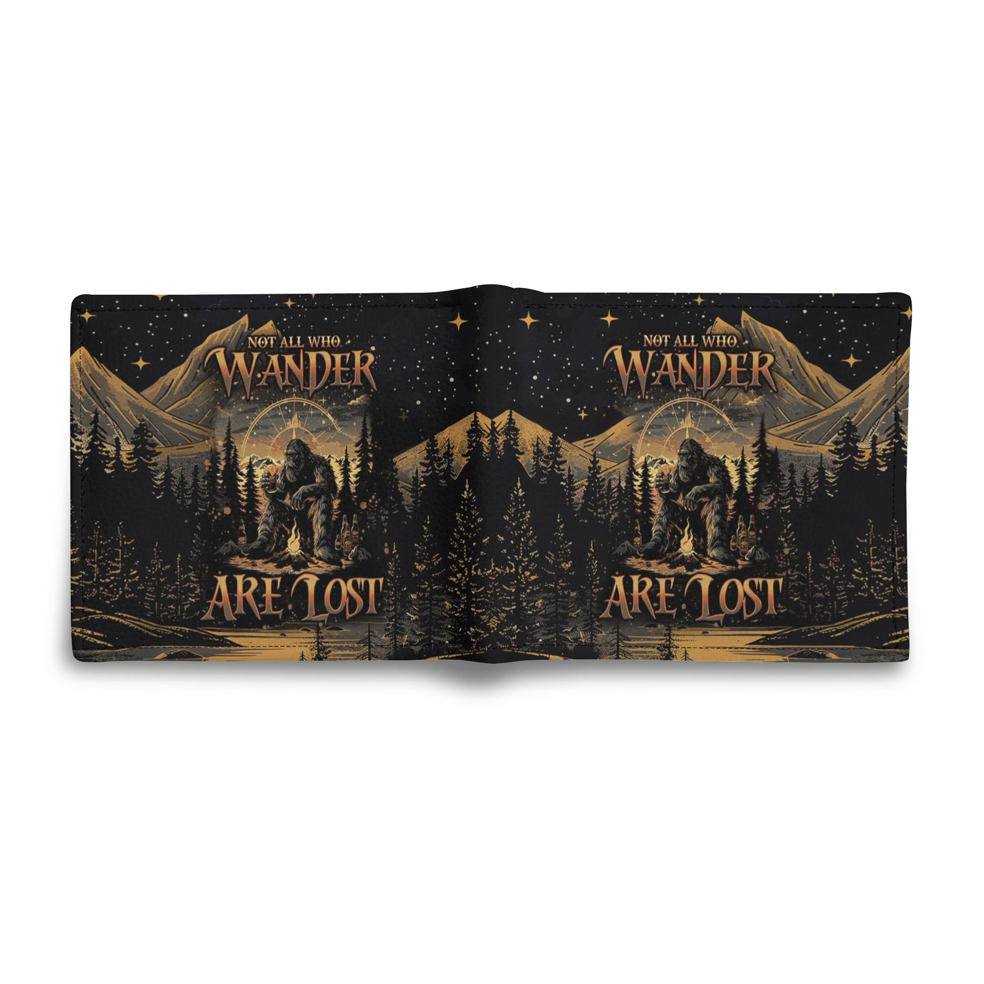 NOT ALL WHO WANDER ARE LOST BIGFOOT COMPASS  LEATHER WALLET   - TLNO2410247