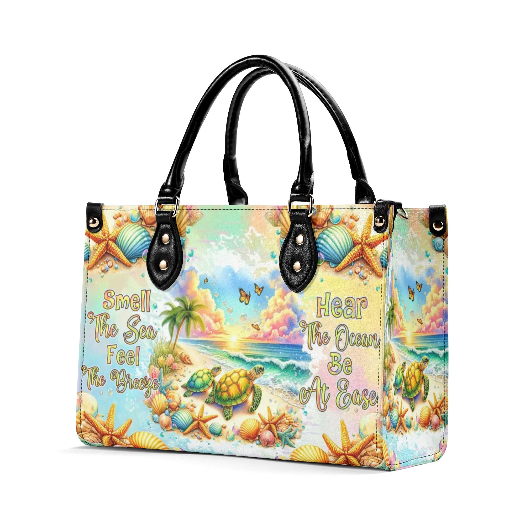 SMELL THE SEA FEEL THE BREEZE TURTLE LEATHER HANDBAG - TLNZ2805245