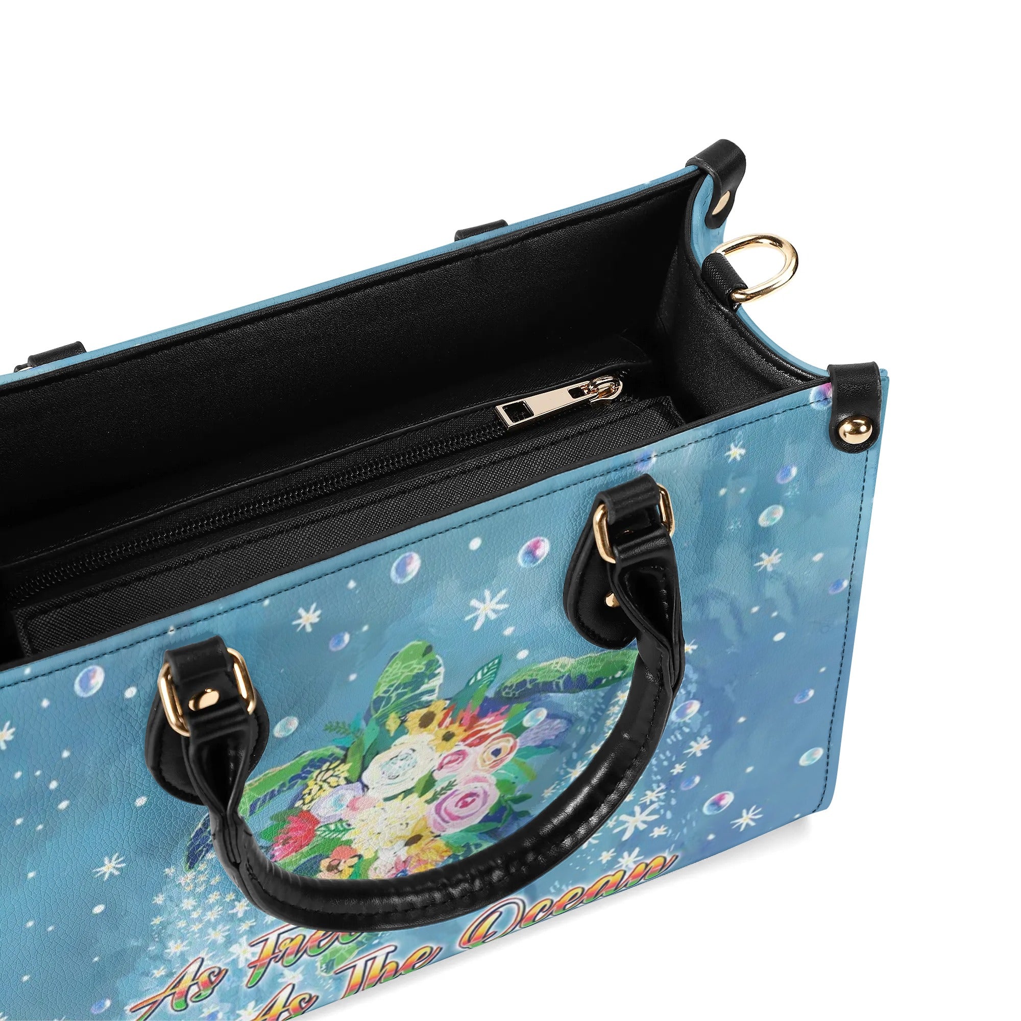 AS FREE AS THE OCEAN TURTLE LEATHER HANDBAG - TLPQ1009241