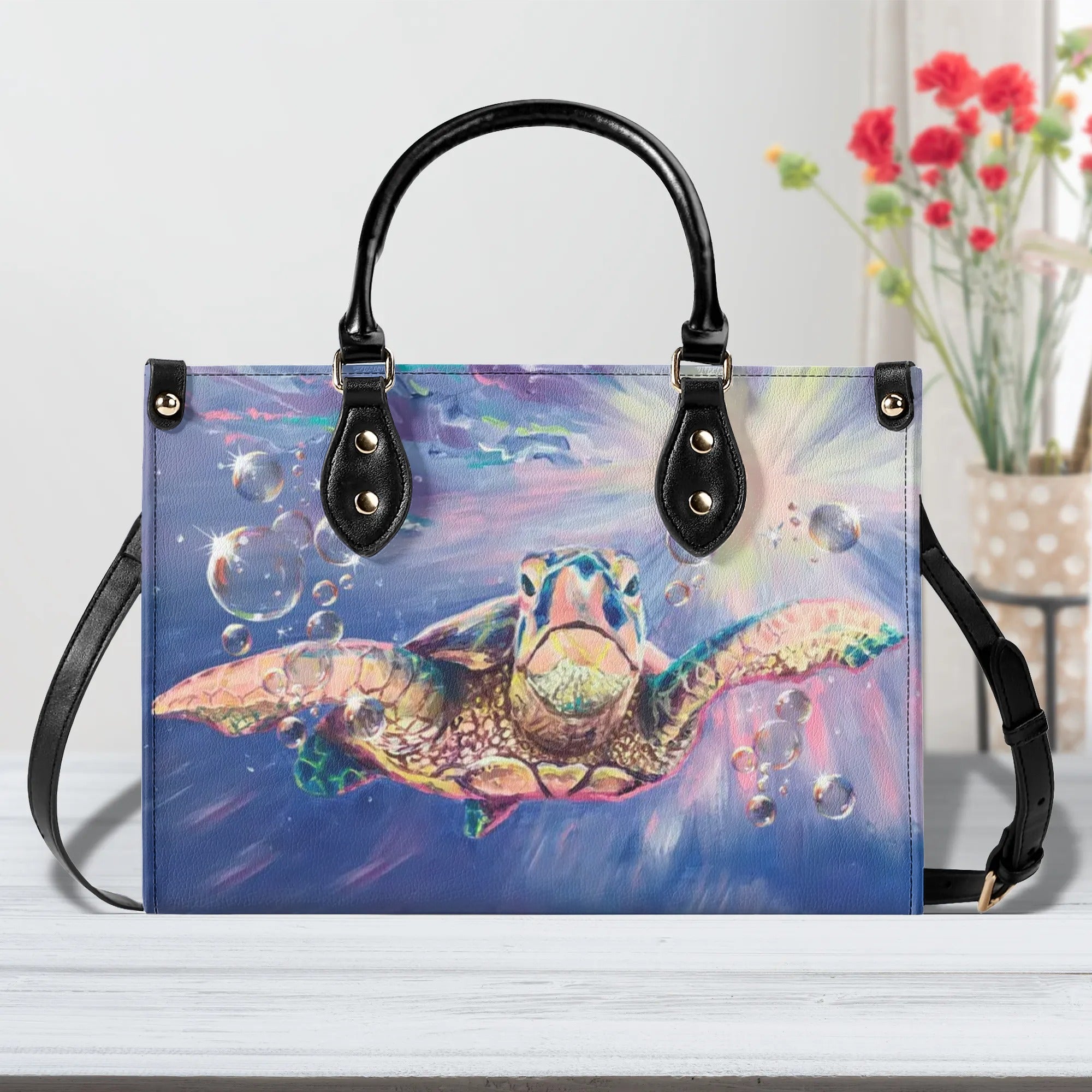 PAINTING TURTLE LEATHER HANDBAG - YHHG2509244