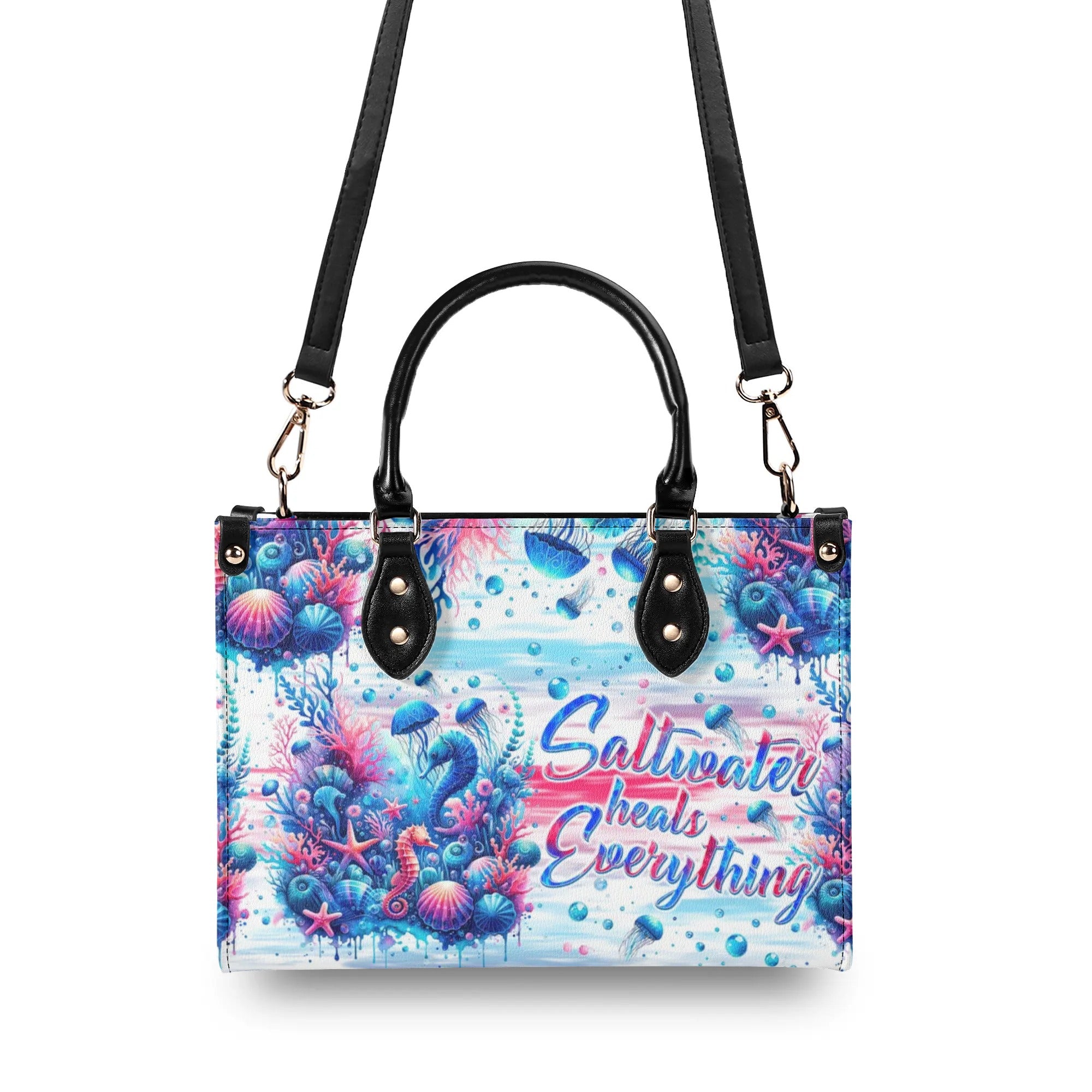 SALTWATER HEALS EVERYTHING UNDERSEA LEATHER HANDBAG - TLNT1906245