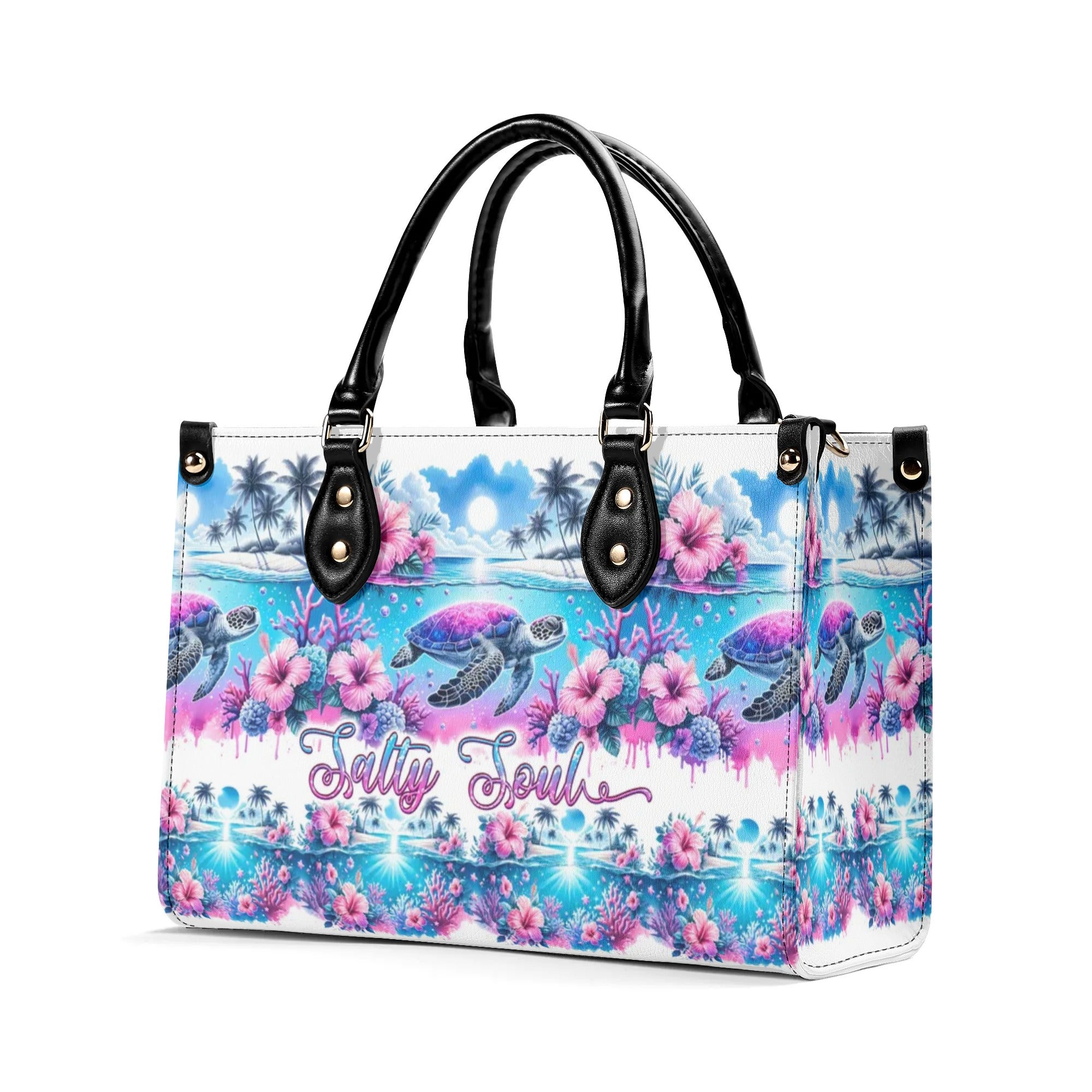 SALTY SOUL FLOWER TURTLE LEATHER HANDBAG - TLPQ1607241