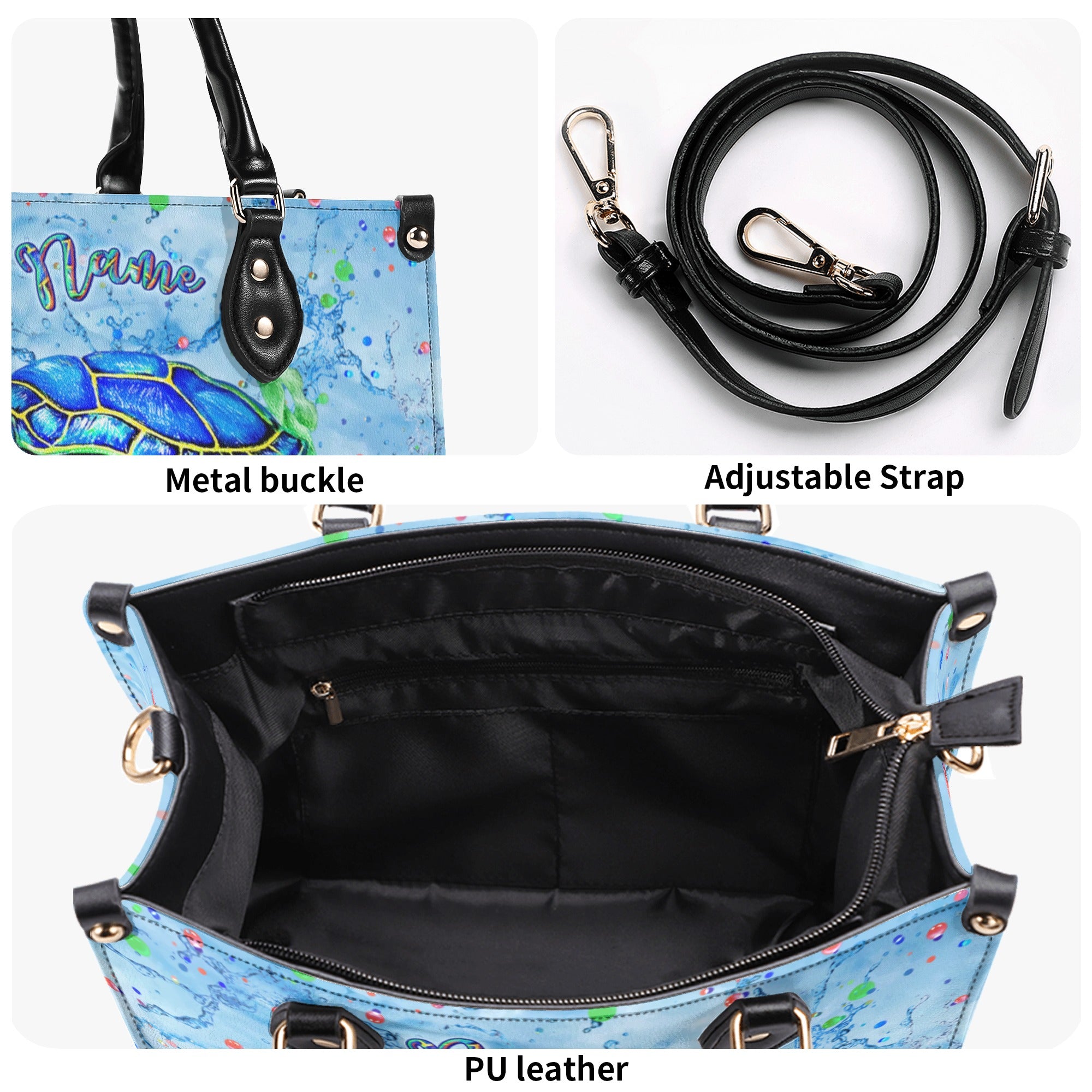 PAINTING SEA TURTLE LEATHER HANDBAG - YHLN2612244