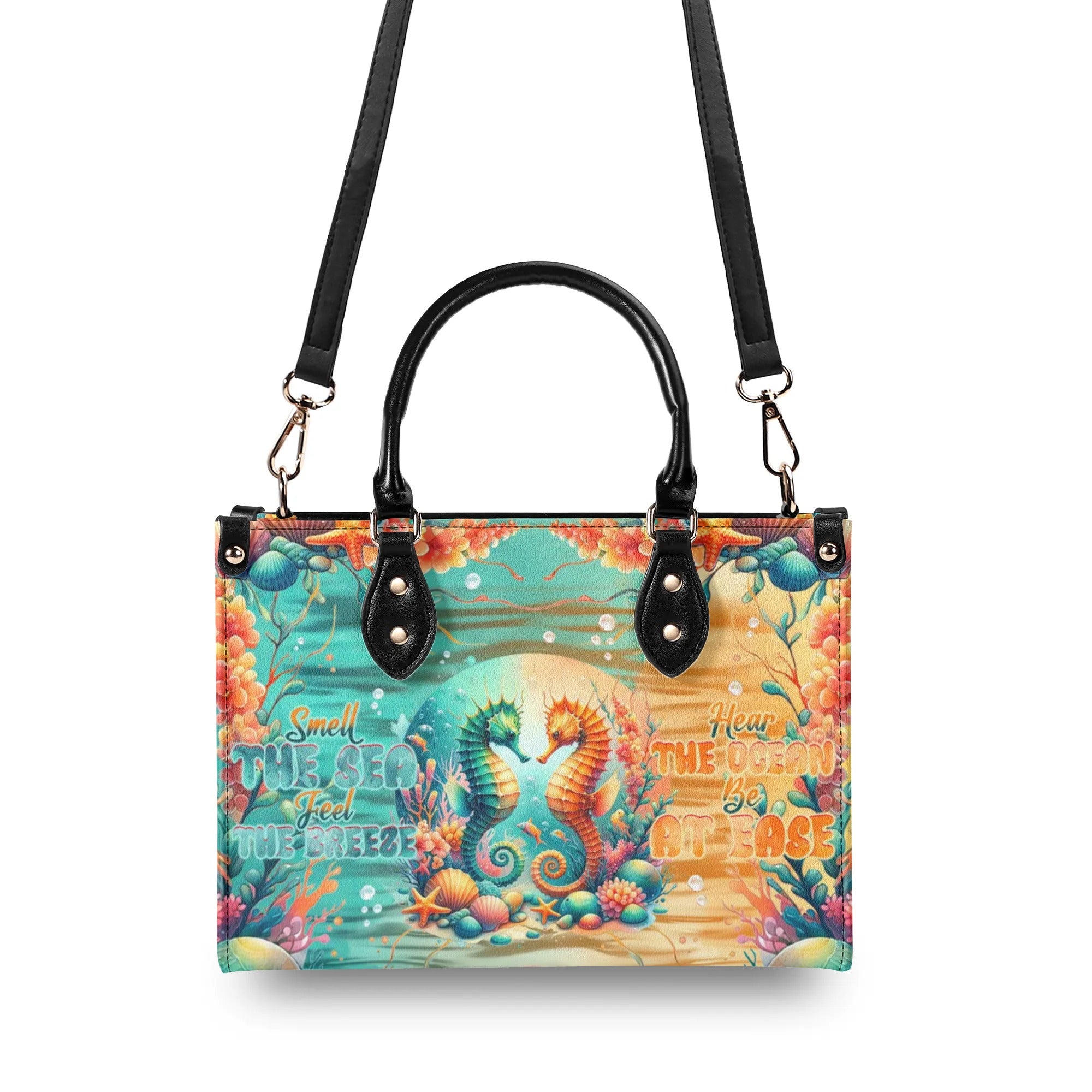 SMELL THE SEA FEEL THE BREEZE SEAHORSE LEATHER HANDBAG - TLNT2407244