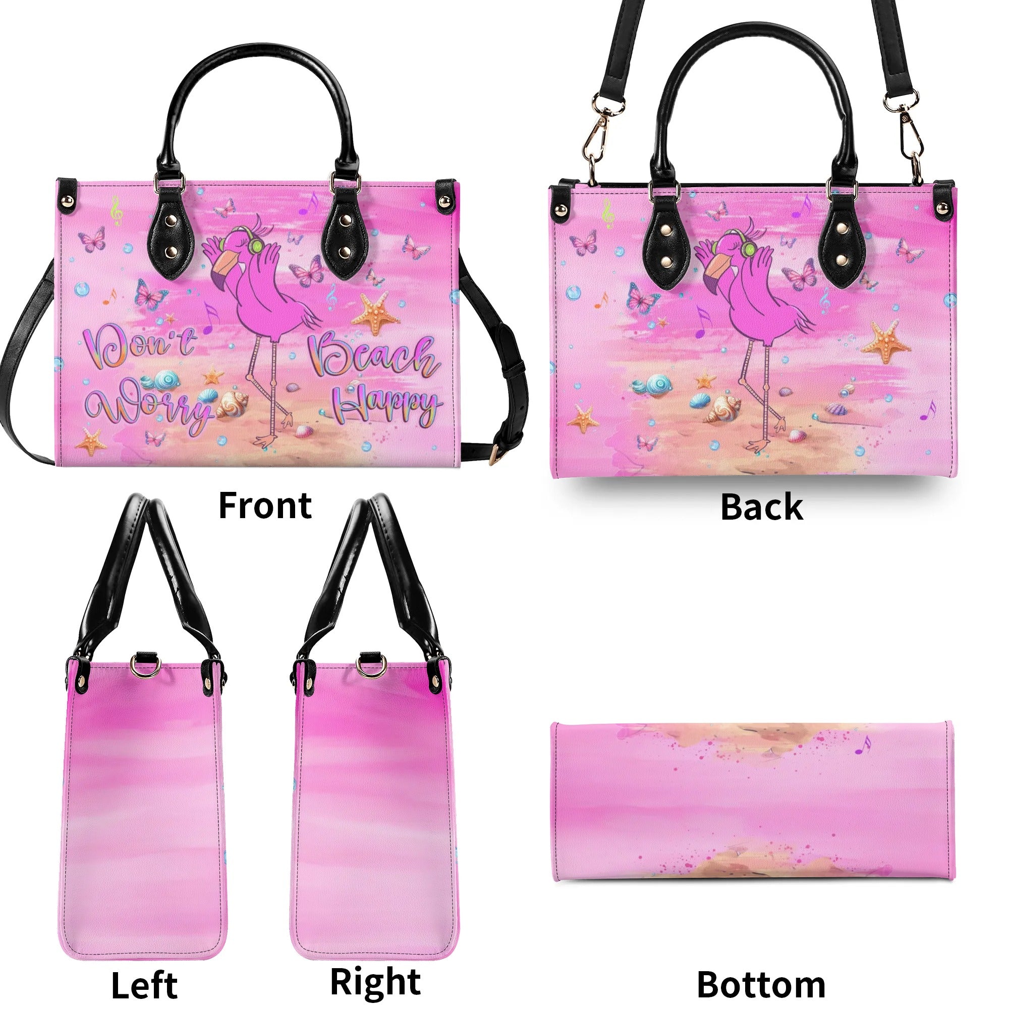 DON'T WORRY BEACH HAPPY FLAMINGO LEATHER HANDBAG - YHLT0310244