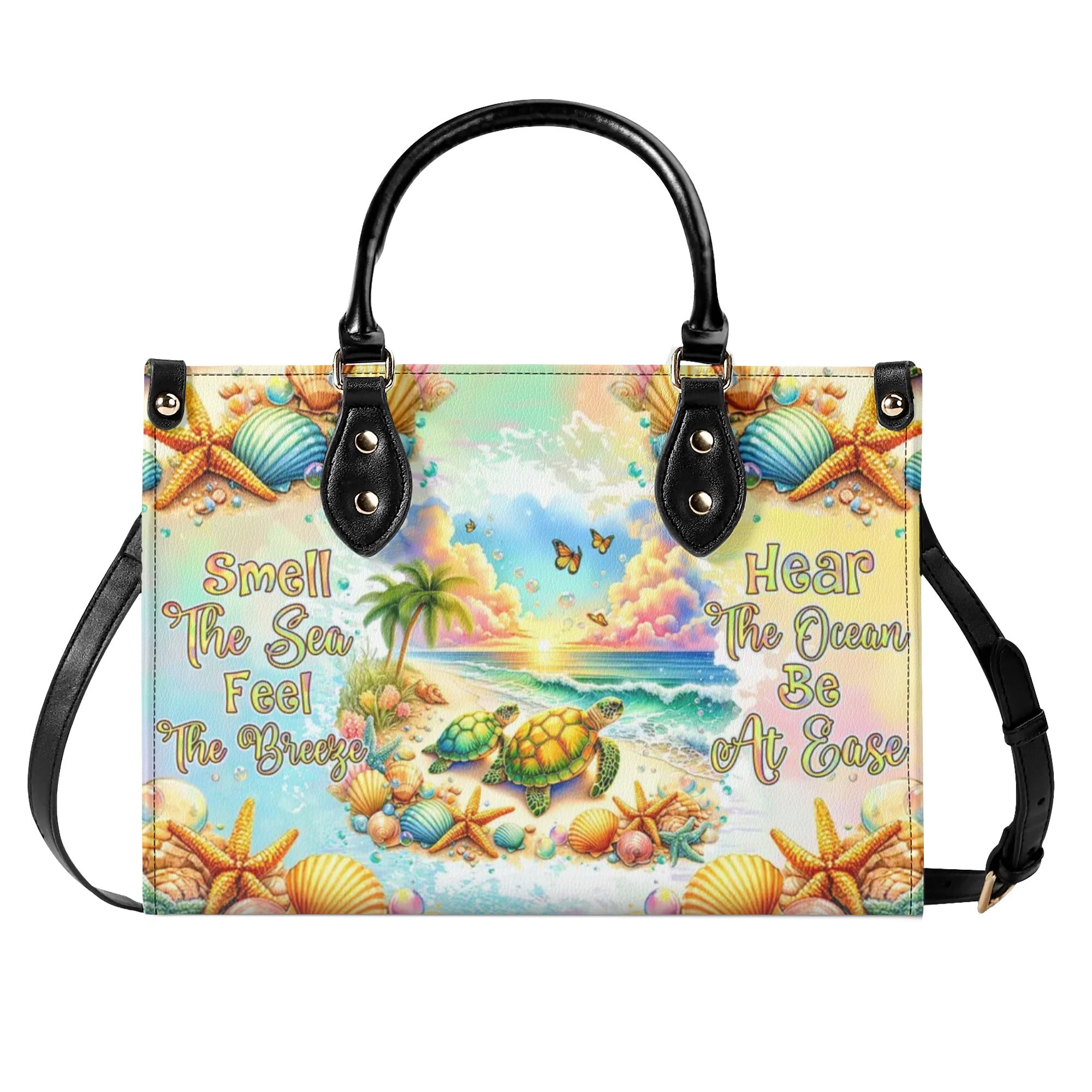 SMELL THE SEA FEEL THE BREEZE TURTLE LEATHER HANDBAG - TLNZ2805245