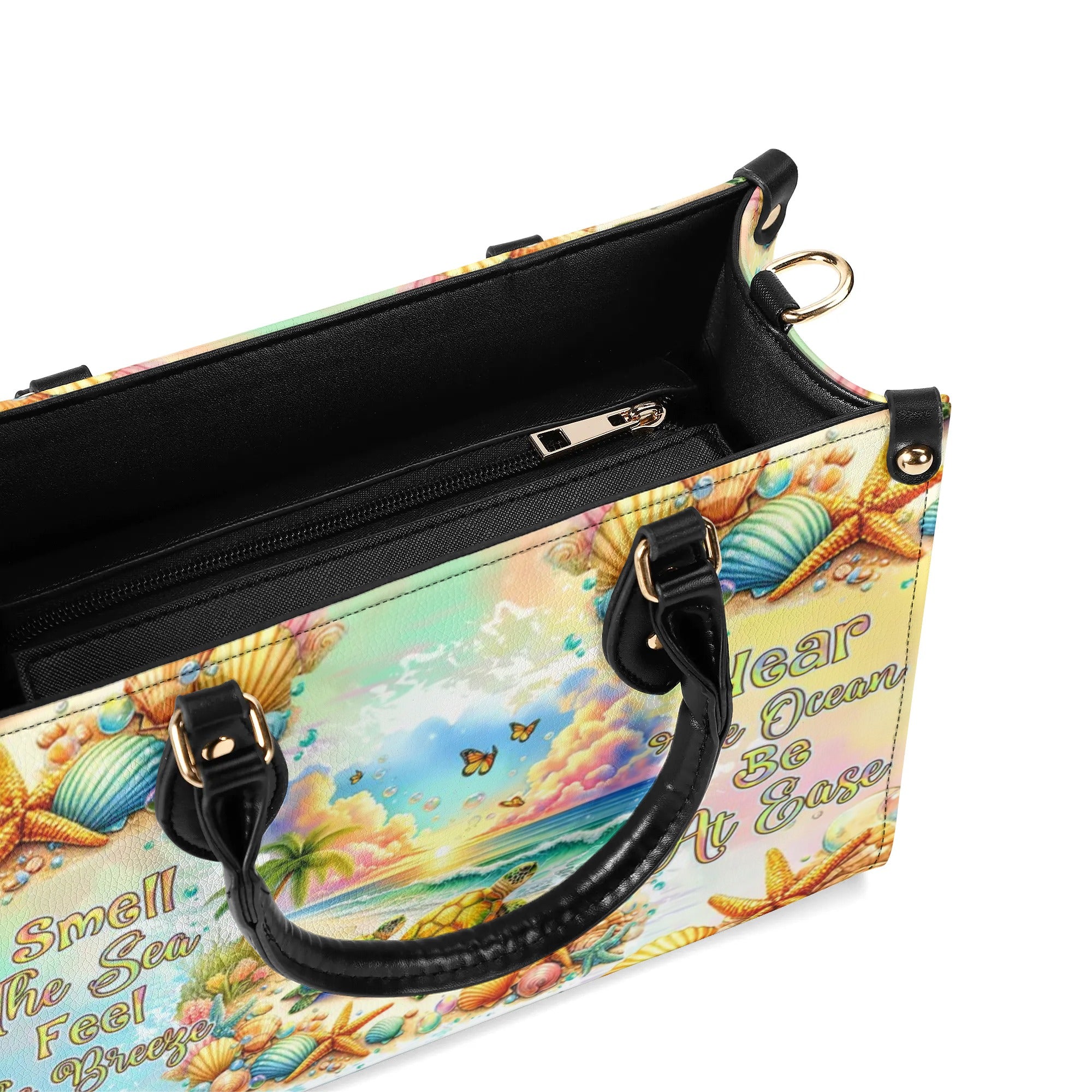 SMELL THE SEA FEEL THE BREEZE TURTLE LEATHER HANDBAG - TLNZ2805245