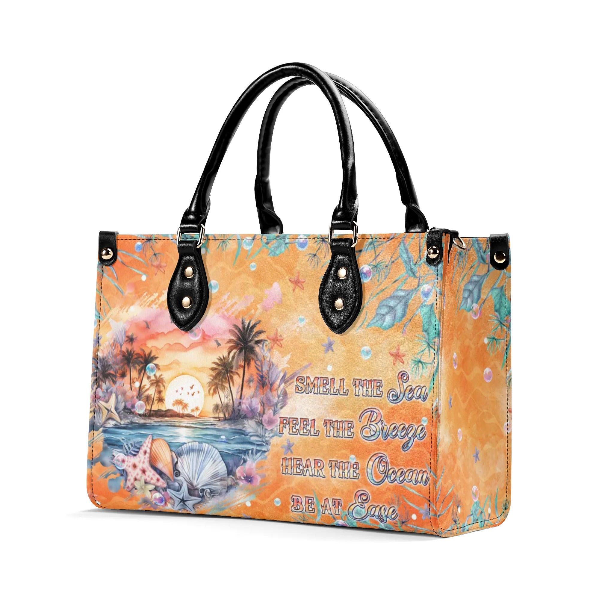 SMELL THE SEA FEEL THE BREEZE TURTLE LEATHER HANDBAG - TLPQ1308244