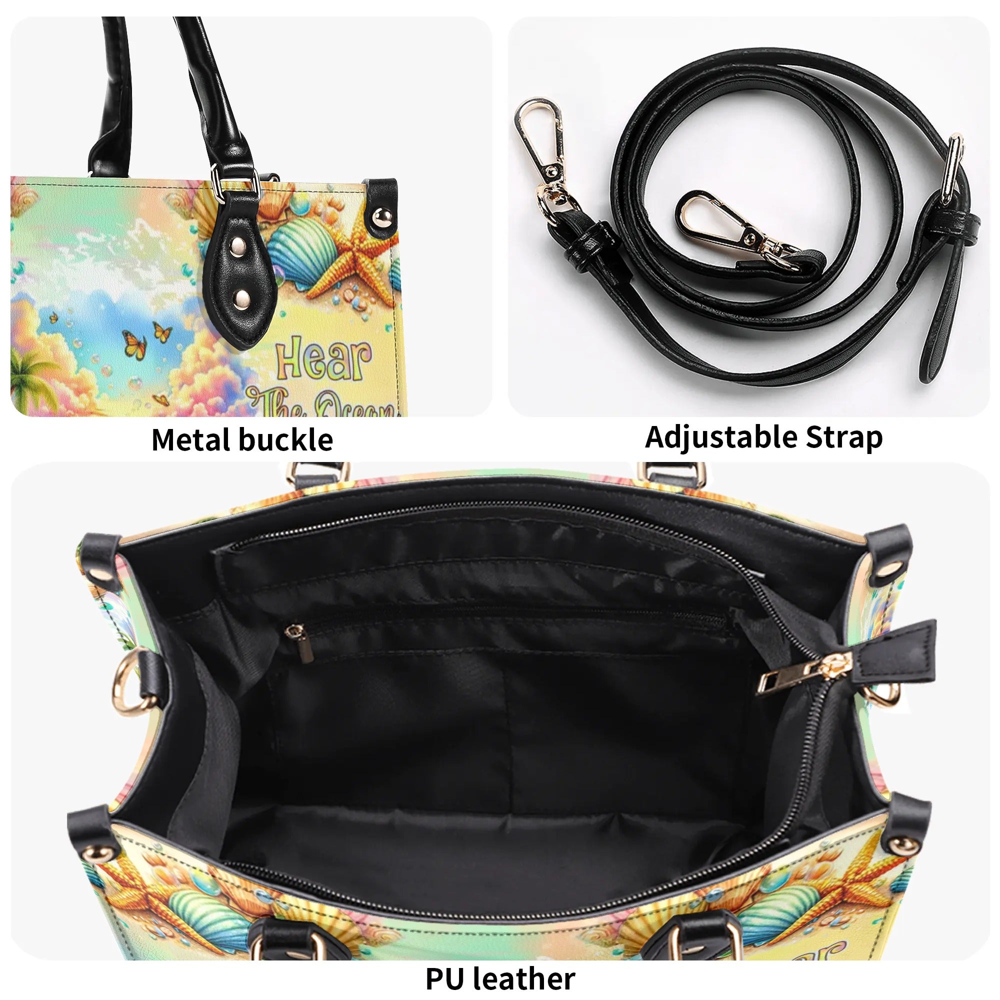 SMELL THE SEA FEEL THE BREEZE TURTLE LEATHER HANDBAG - TLNZ2805245