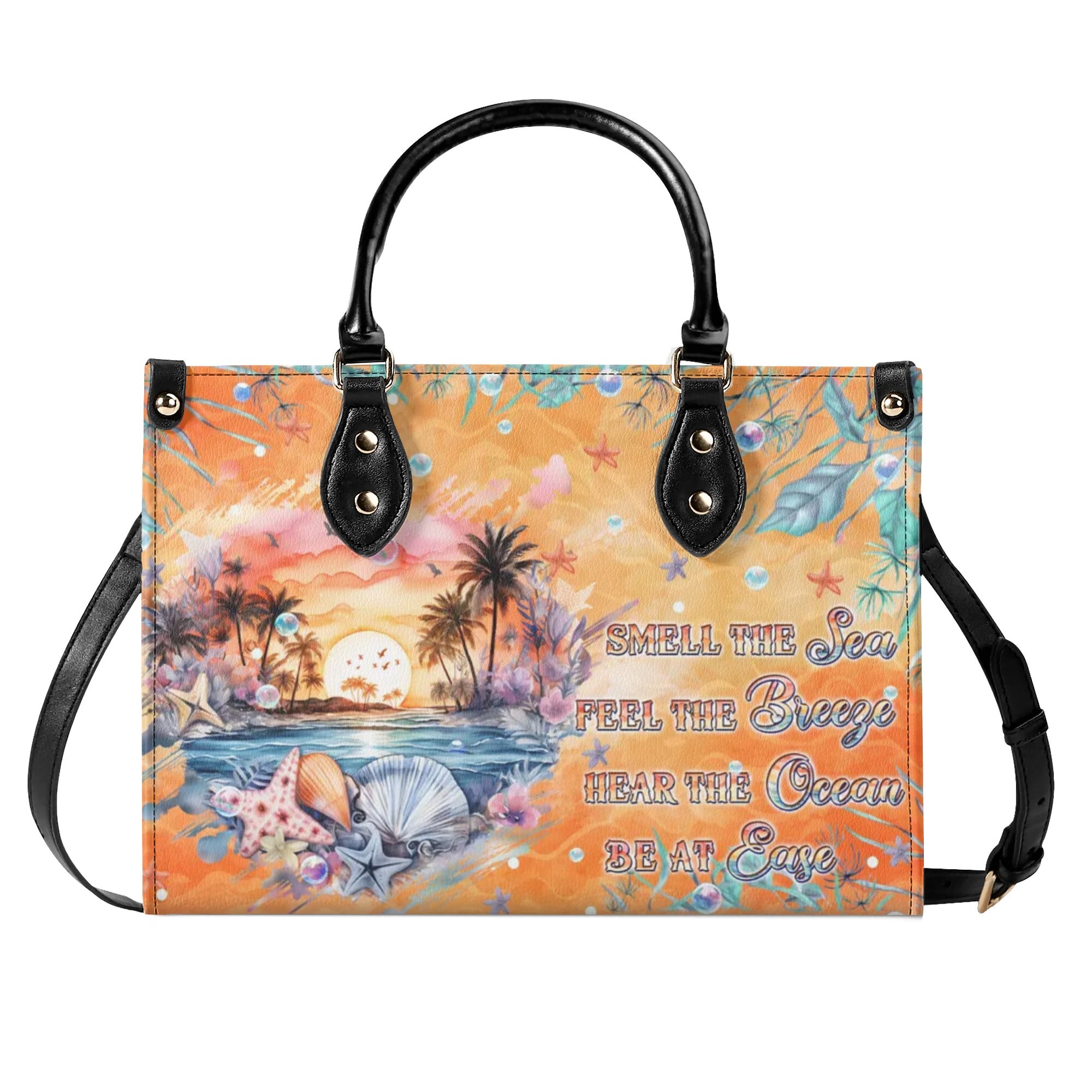 SMELL THE SEA FEEL THE BREEZE TURTLE LEATHER HANDBAG - TLPQ1308244