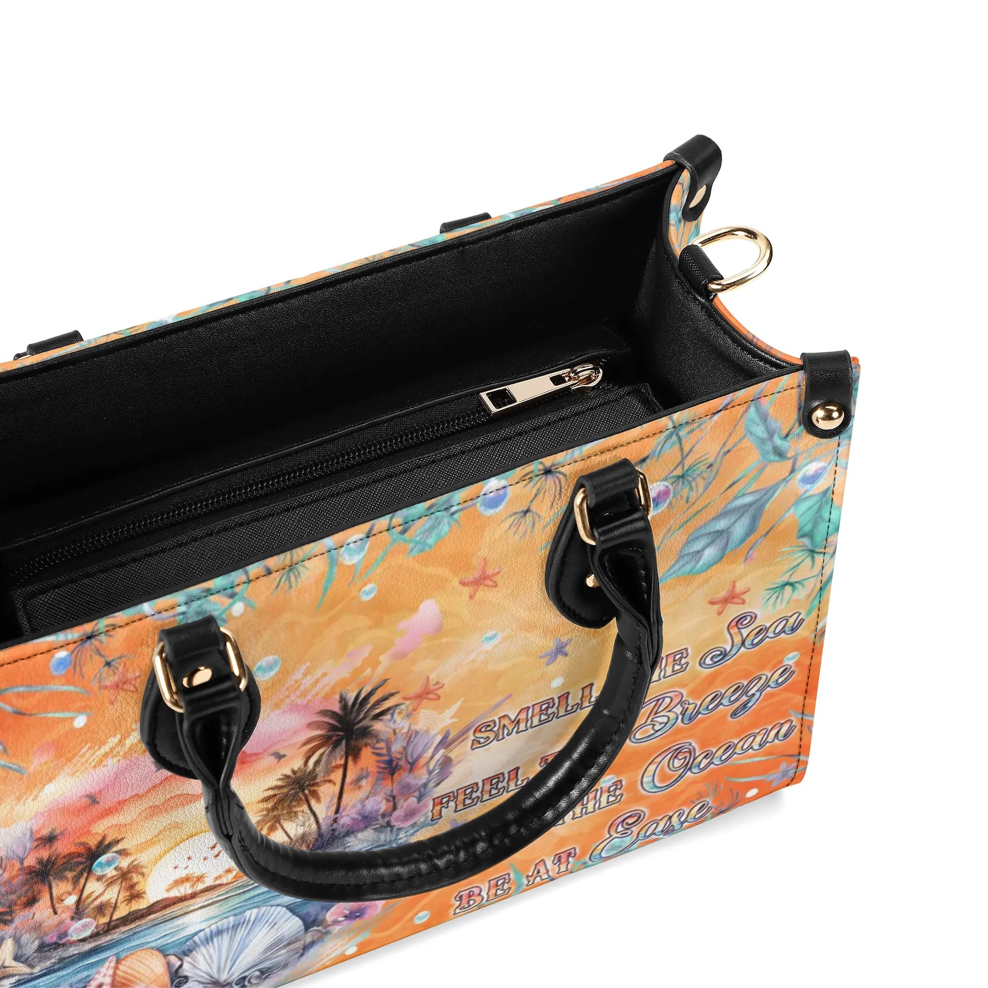 SMELL THE SEA FEEL THE BREEZE TURTLE LEATHER HANDBAG - TLPQ1308244