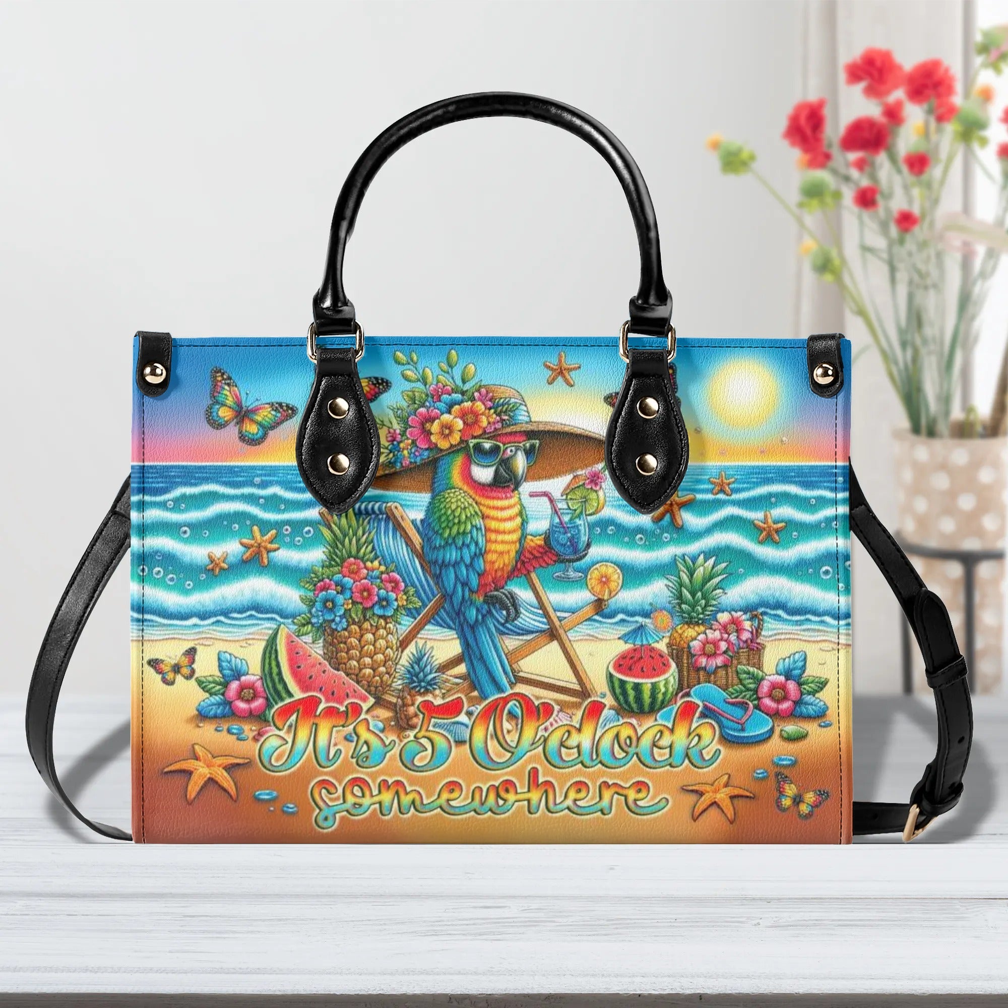 IT'S 5 O'CLOCK SOMEWHERE PARROT LEATHER HANDBAG - TLNO0506243