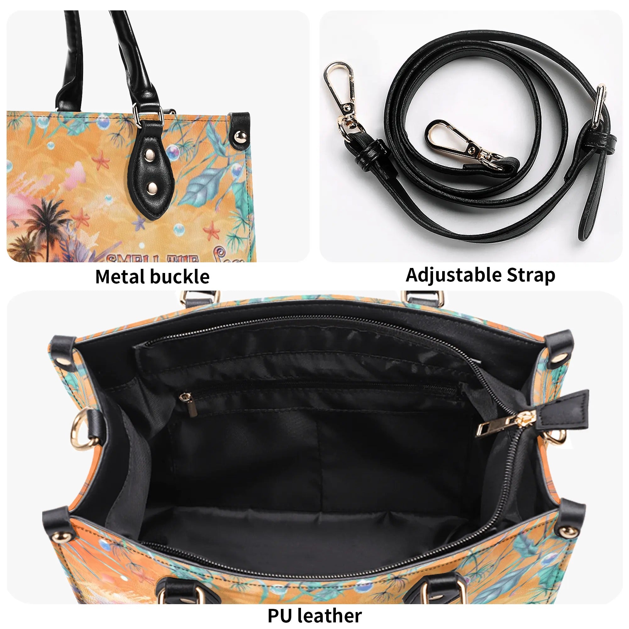 SMELL THE SEA FEEL THE BREEZE TURTLE LEATHER HANDBAG - TLPQ1308244