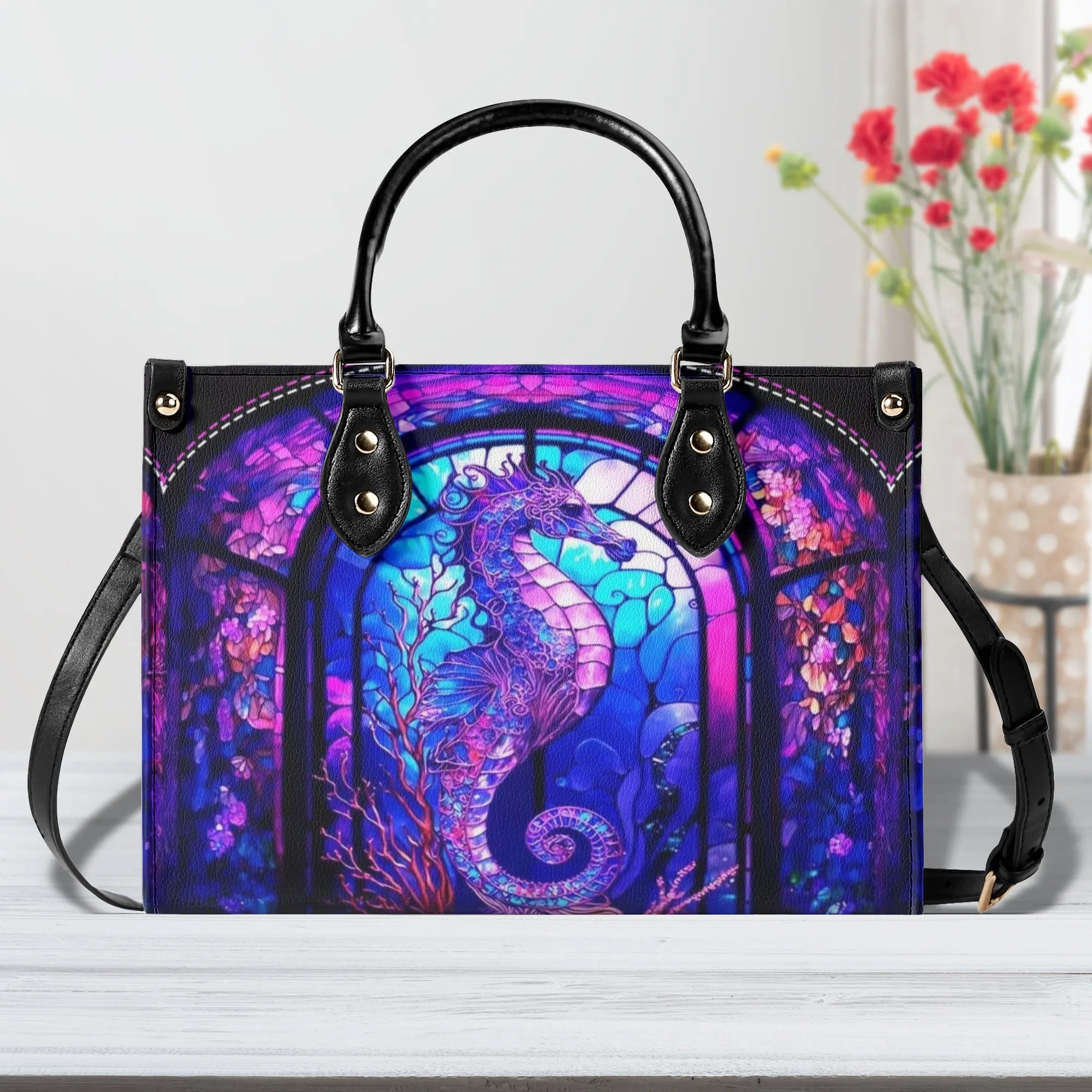 GLOWING SEAHORSE LEATHER HANDBAG - YHDU2006244