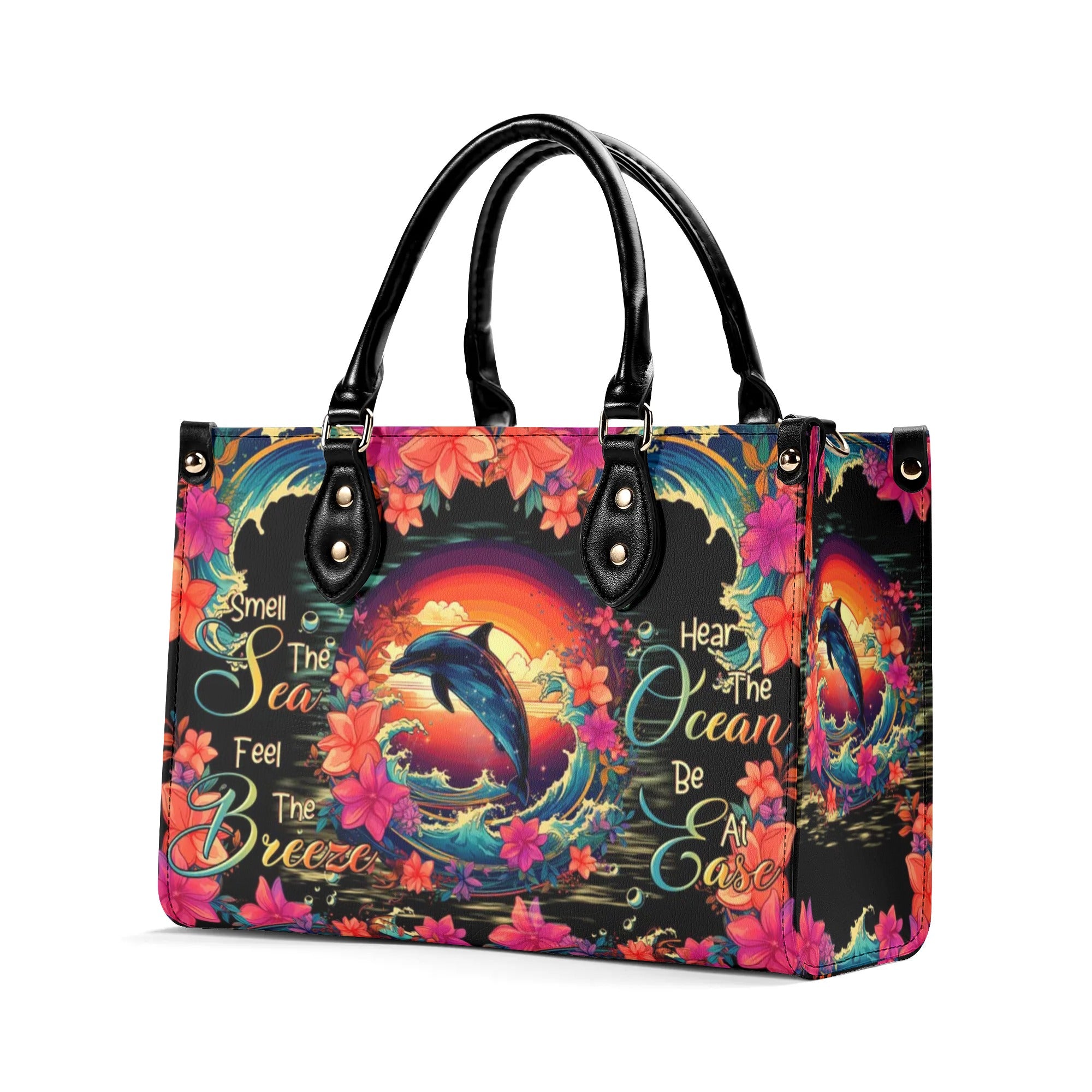 SMELL THE SEA FEEL THE BREEZE DOLPHIN LEATHER HANDBAG - TLTR0107244