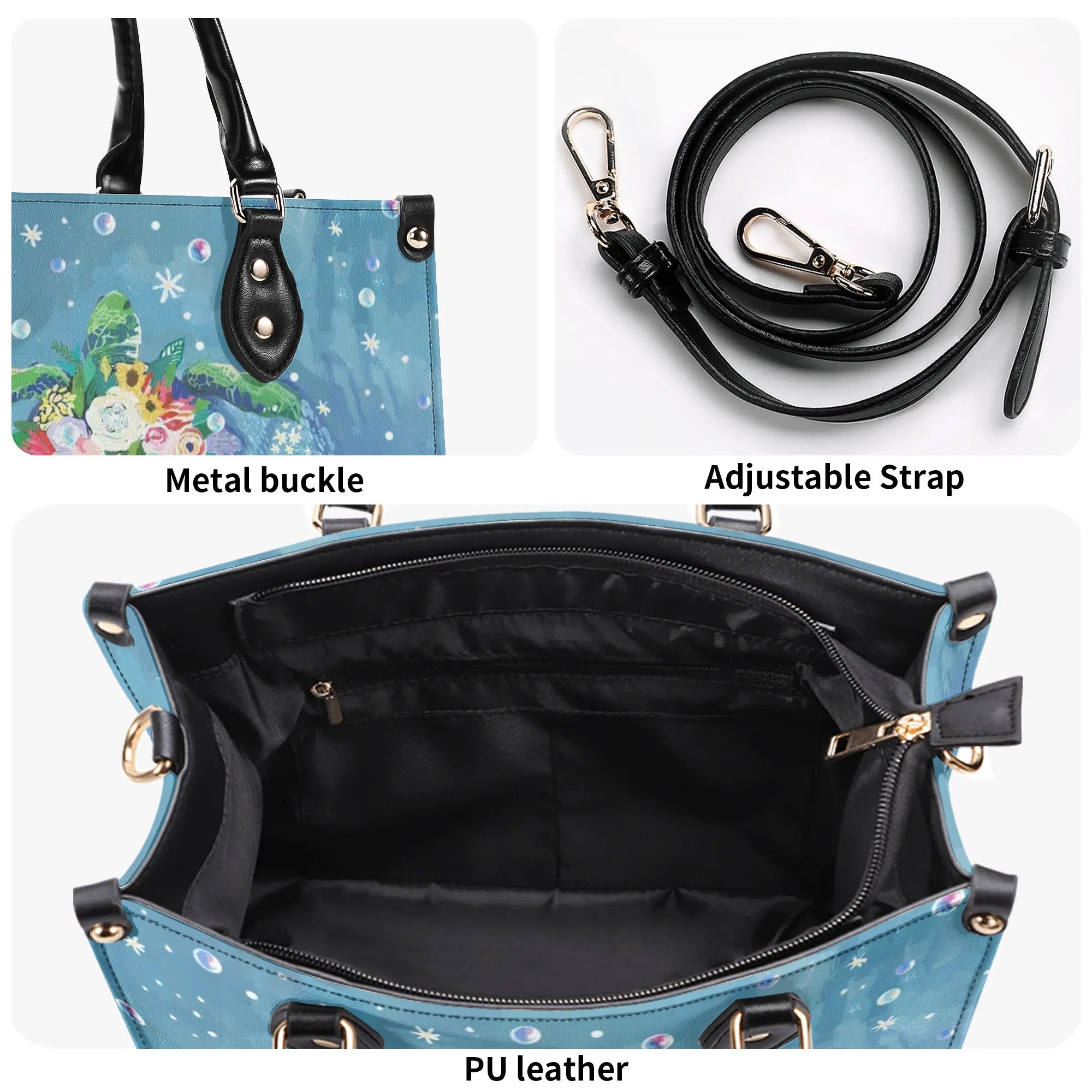 AS FREE AS THE OCEAN TURTLE LEATHER HANDBAG - TLPQ1009241