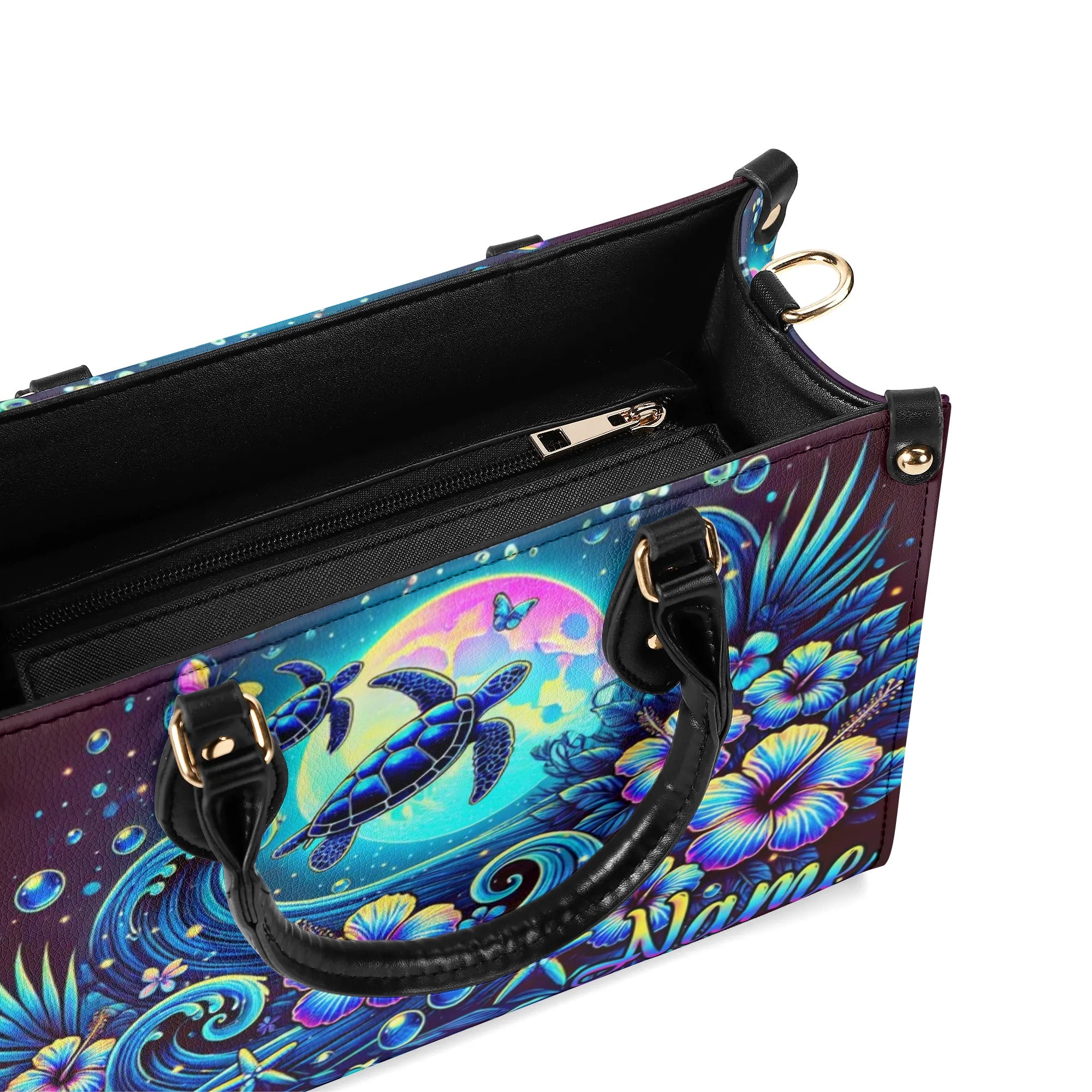 TURTLE UNDER MOON LEATHER HANDBAG - TLNZ0908244