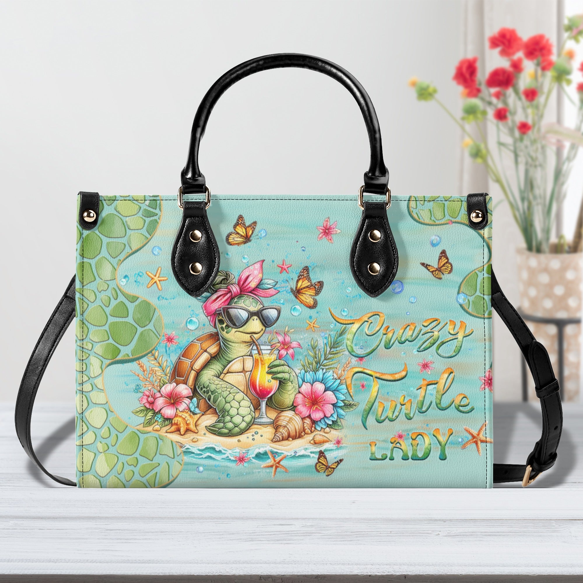 CRAZY TURTLE LADY LEATHER HANDBAG - YHLT0511244