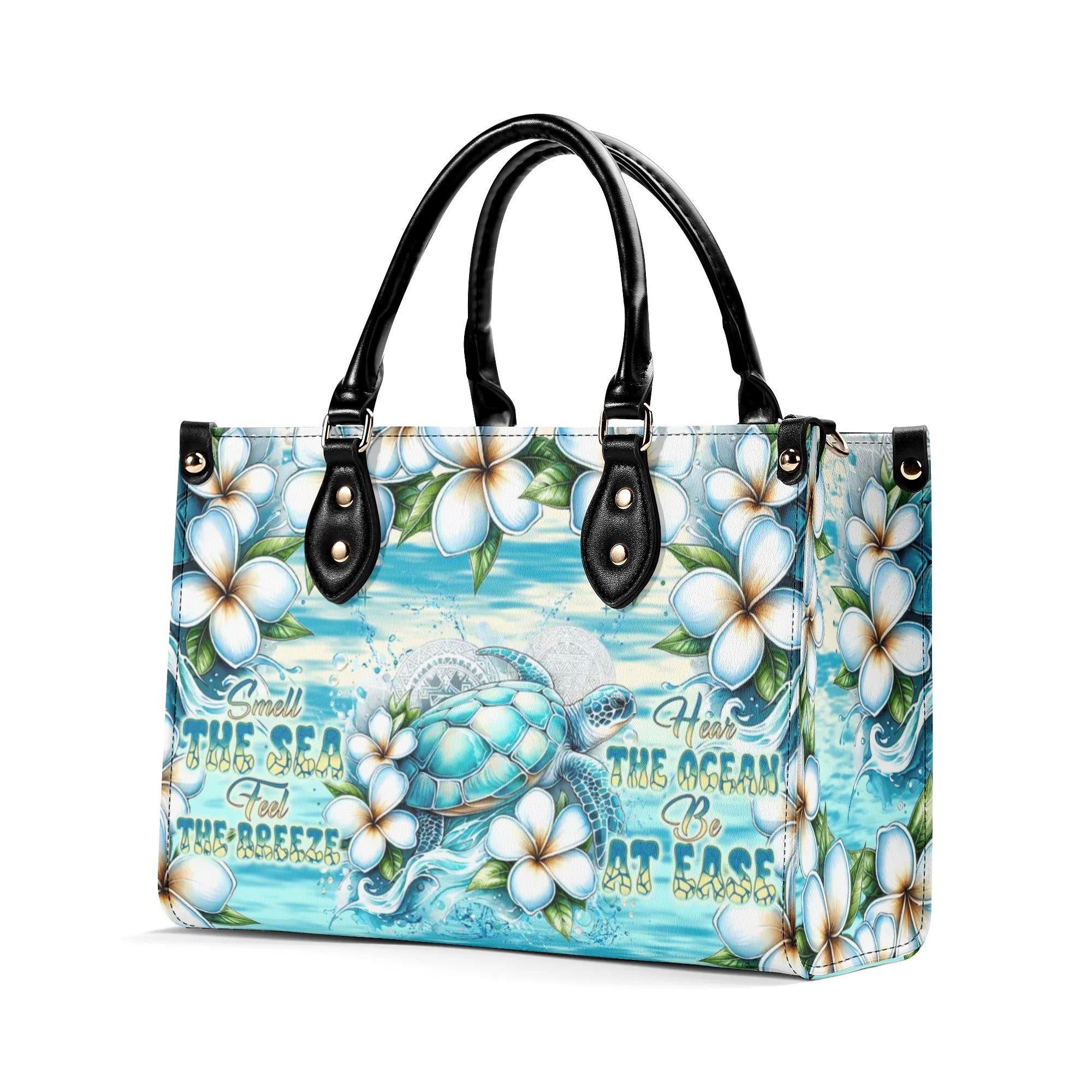 SMELL THE SEA FEEL THE BREEZE TURTLE LEATHER HANDBAG - TLNT1007244