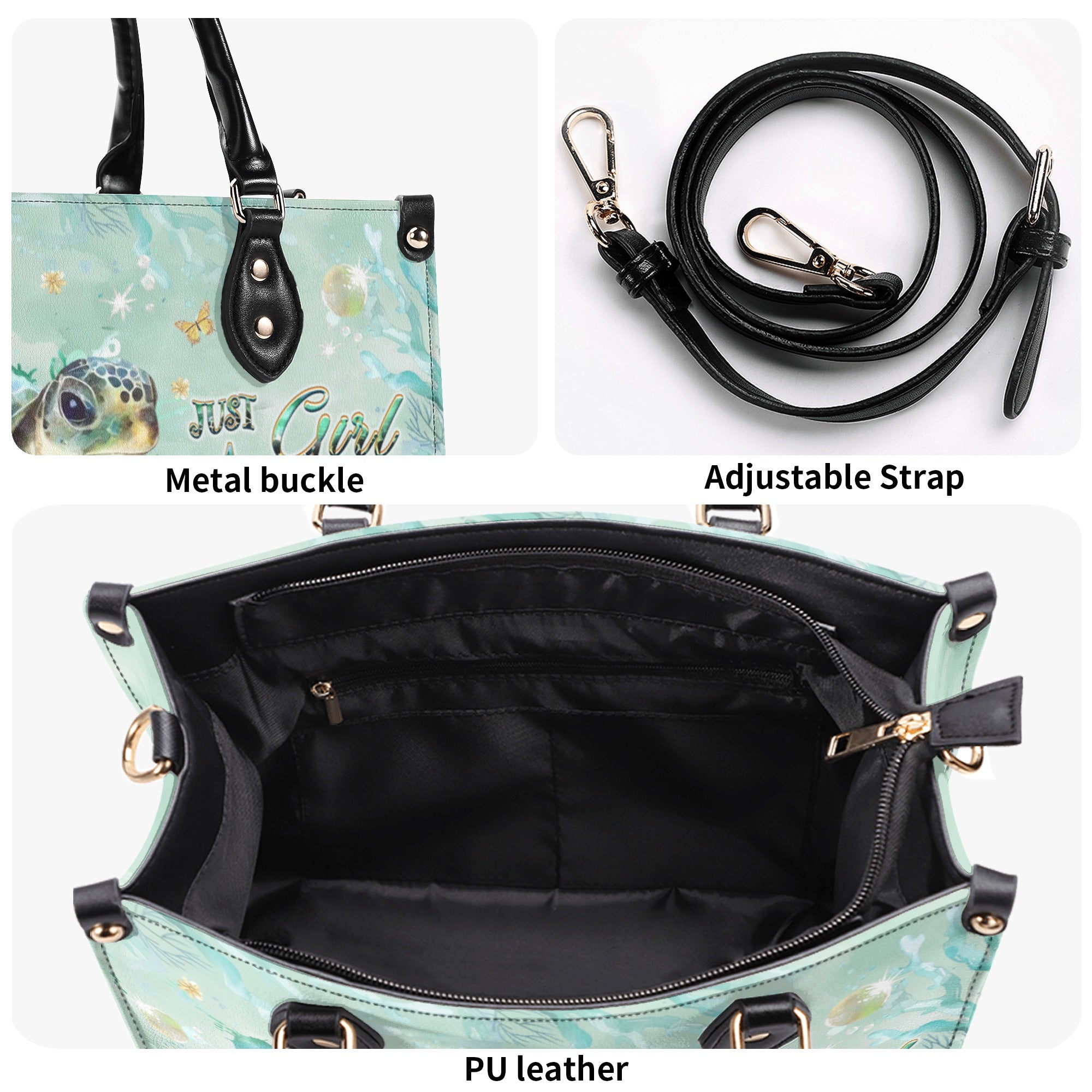 JUST A GIRL WHO LOVES TURTLES LEATHER HANDBAG - YHHG2711244