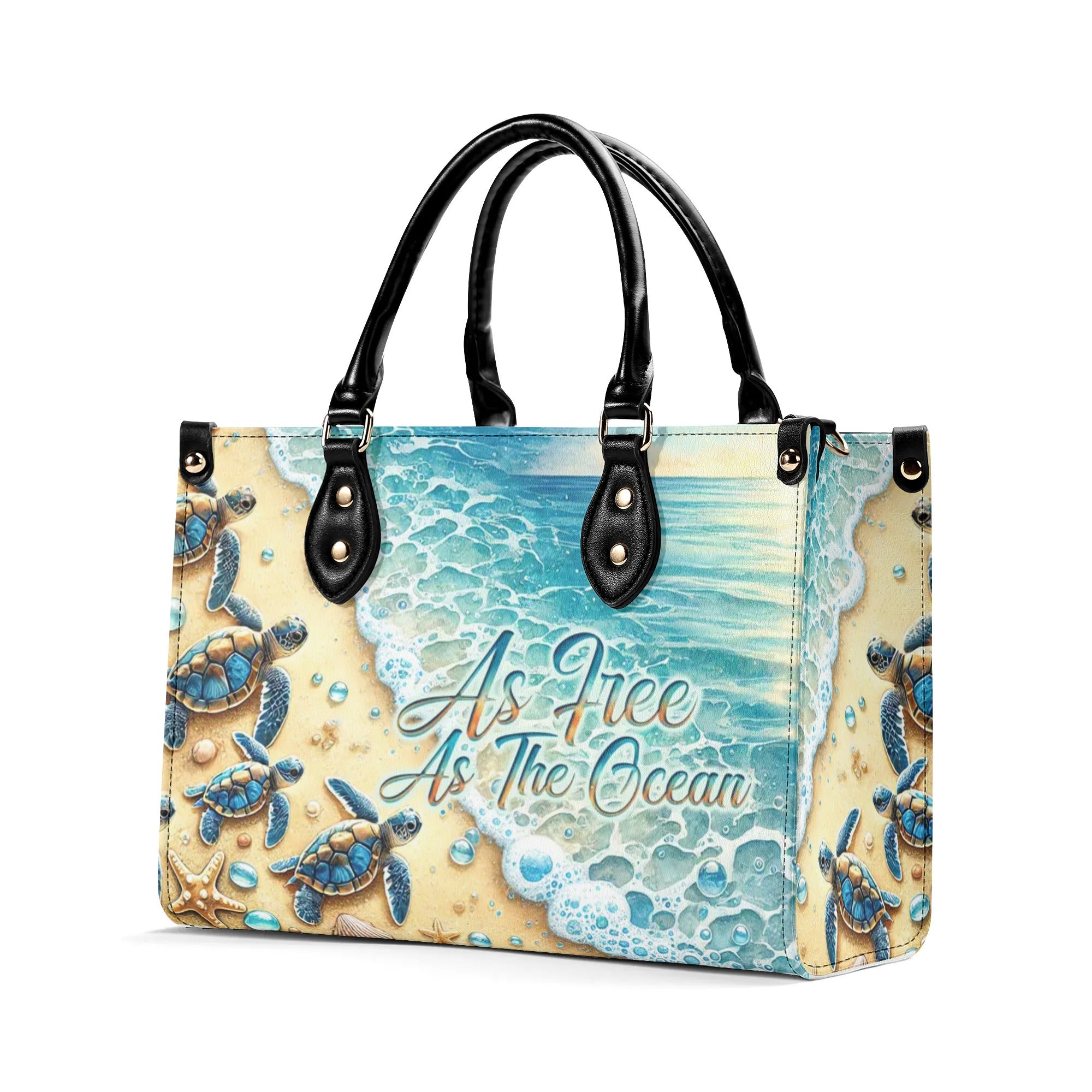 AS FREE AS THE OCEAN TURTLE LEATHER HANDBAG - TLNO1409244