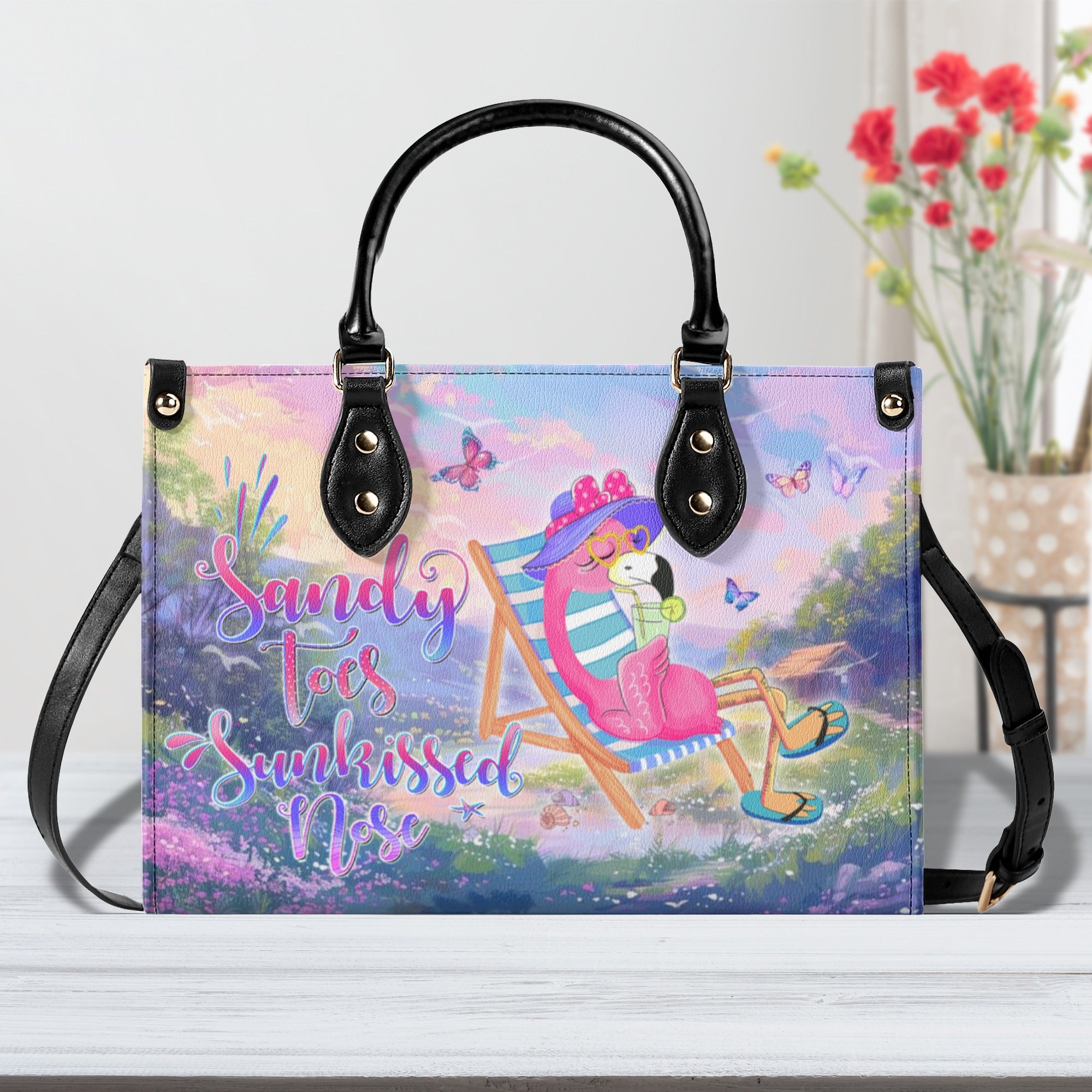 SANDY TOES SUNKISSED NOSE FLAMINGO LEATHER HANDBAG - YHDU2210244