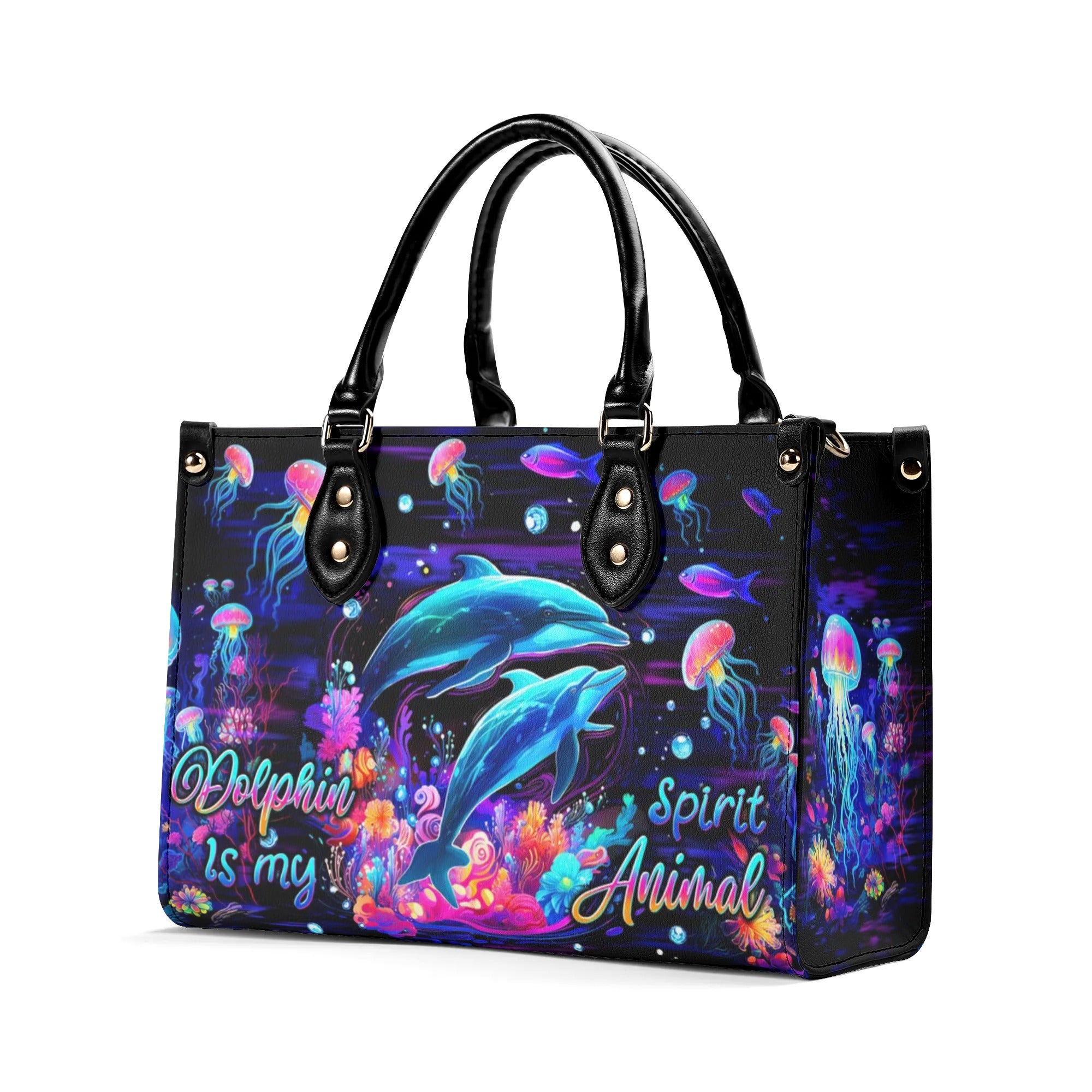 DOLPHIN IS MY SPIRIT ANIMAL LEATHER HANDBAG - TLTW1306245