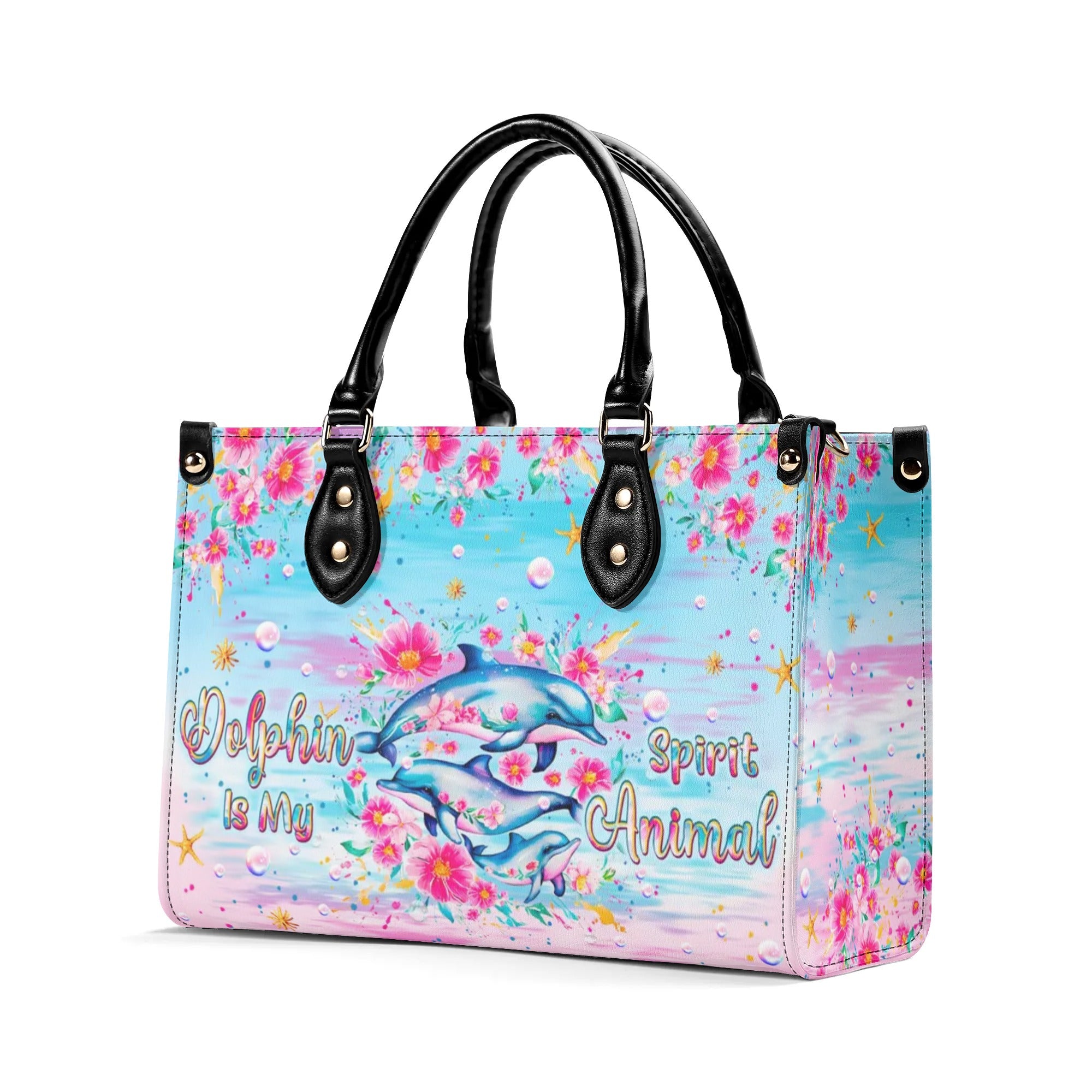 DOLPHIN IS MY SPIRIT ANIMAL LEATHER HANDBAG - TLPQ1806242