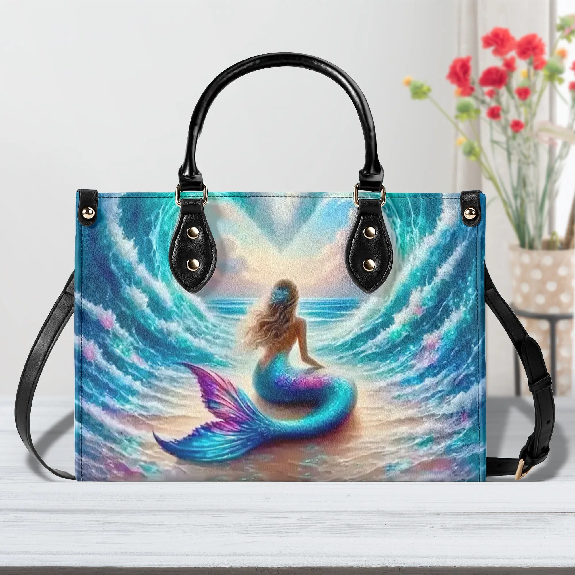 MERMAID WAVES LEATHER HANDBAG - YHLT0410244