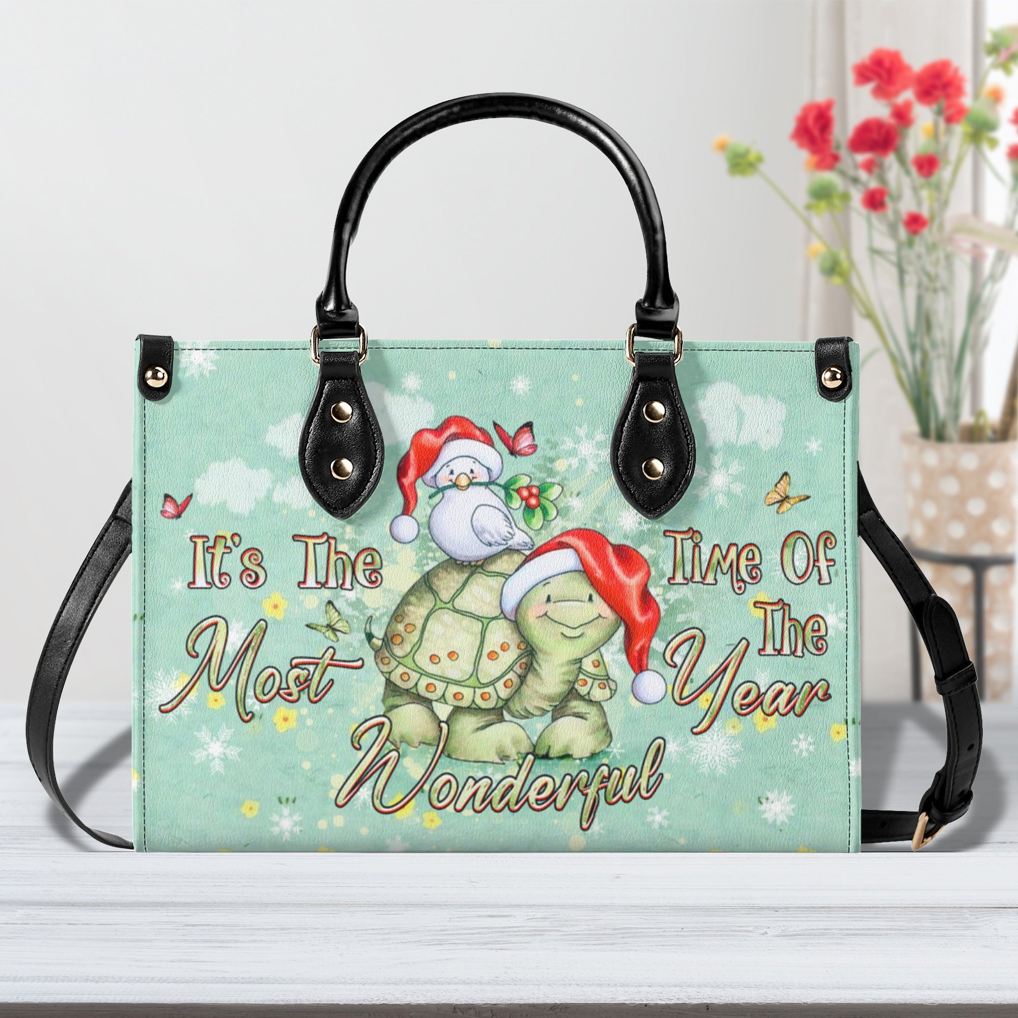 IT'S THE MOST WONDERFUL TIME CHRISTMAS LEATHER HANDBAG - YHDU1710244