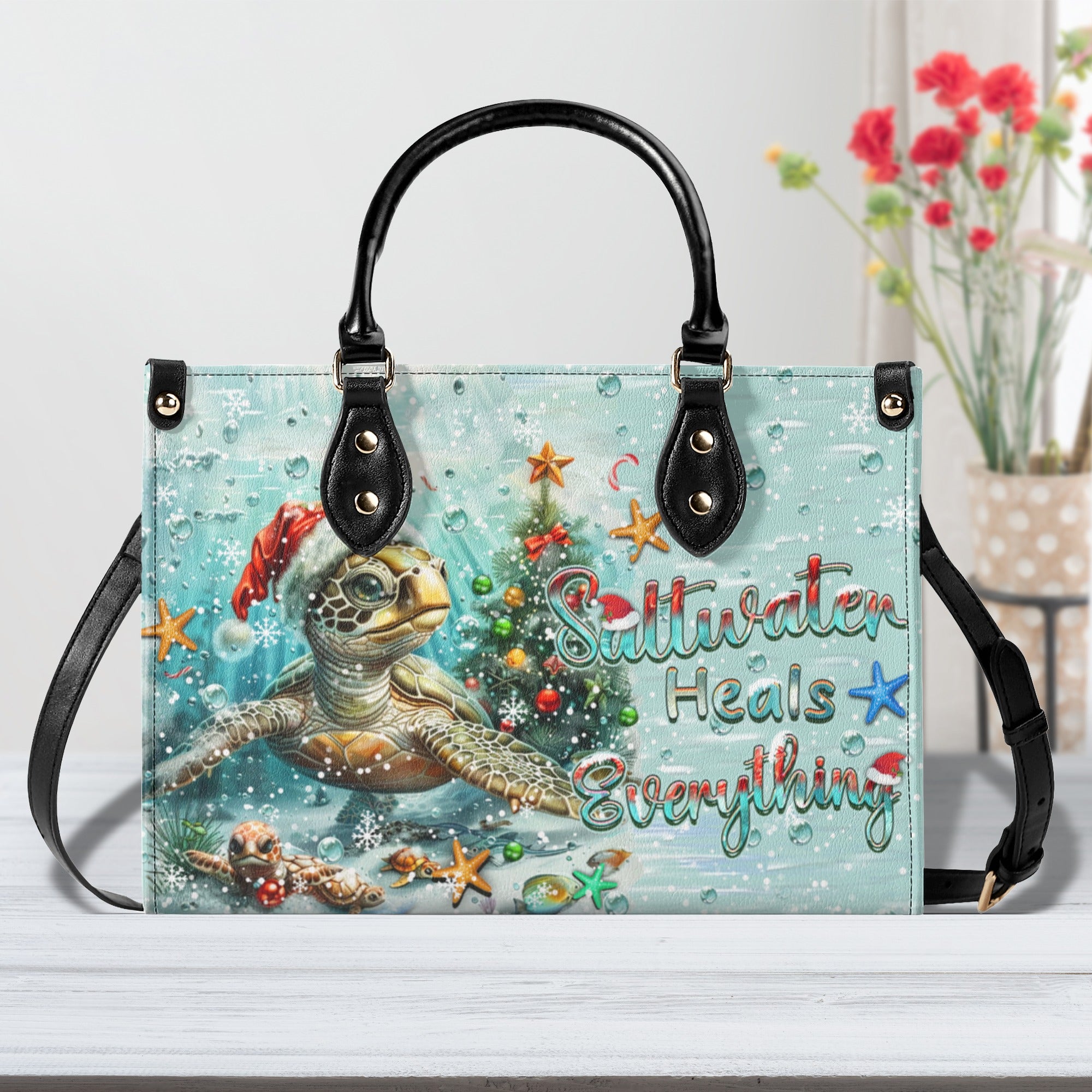 SALTWATER HEALS EVERYTHING CHRISTMAS LEATHER HANDBAG - YHHN2310244