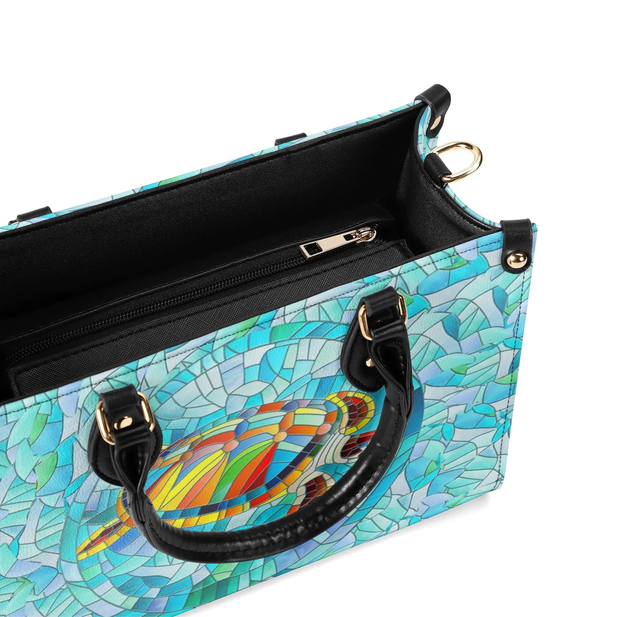 STAINED GLASS TURTLE LEATHER HANDBAG - YHHN1607244