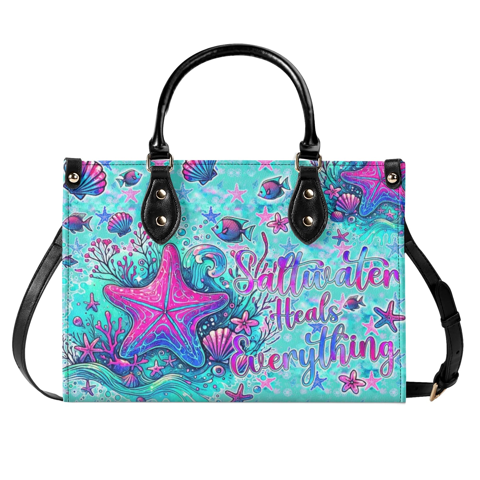 SALTWATER HEALS EVERYTHING STARFISH LEATHER HANDBAG - TYQY2307244