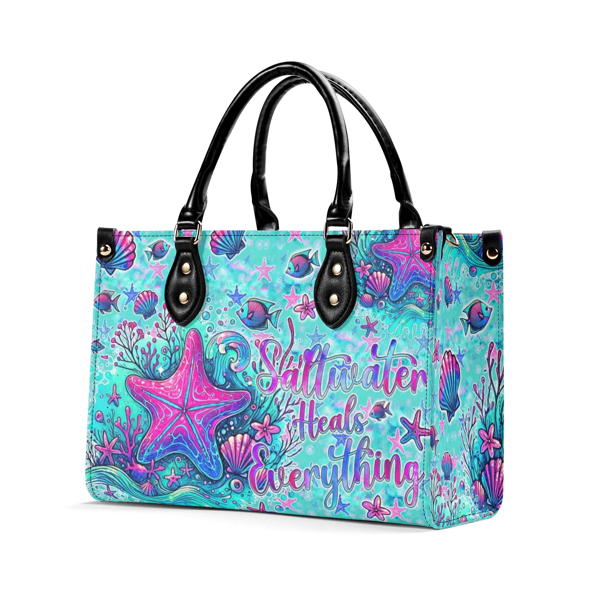 SALTWATER HEALS EVERYTHING STARFISH LEATHER HANDBAG - TYQY2307244