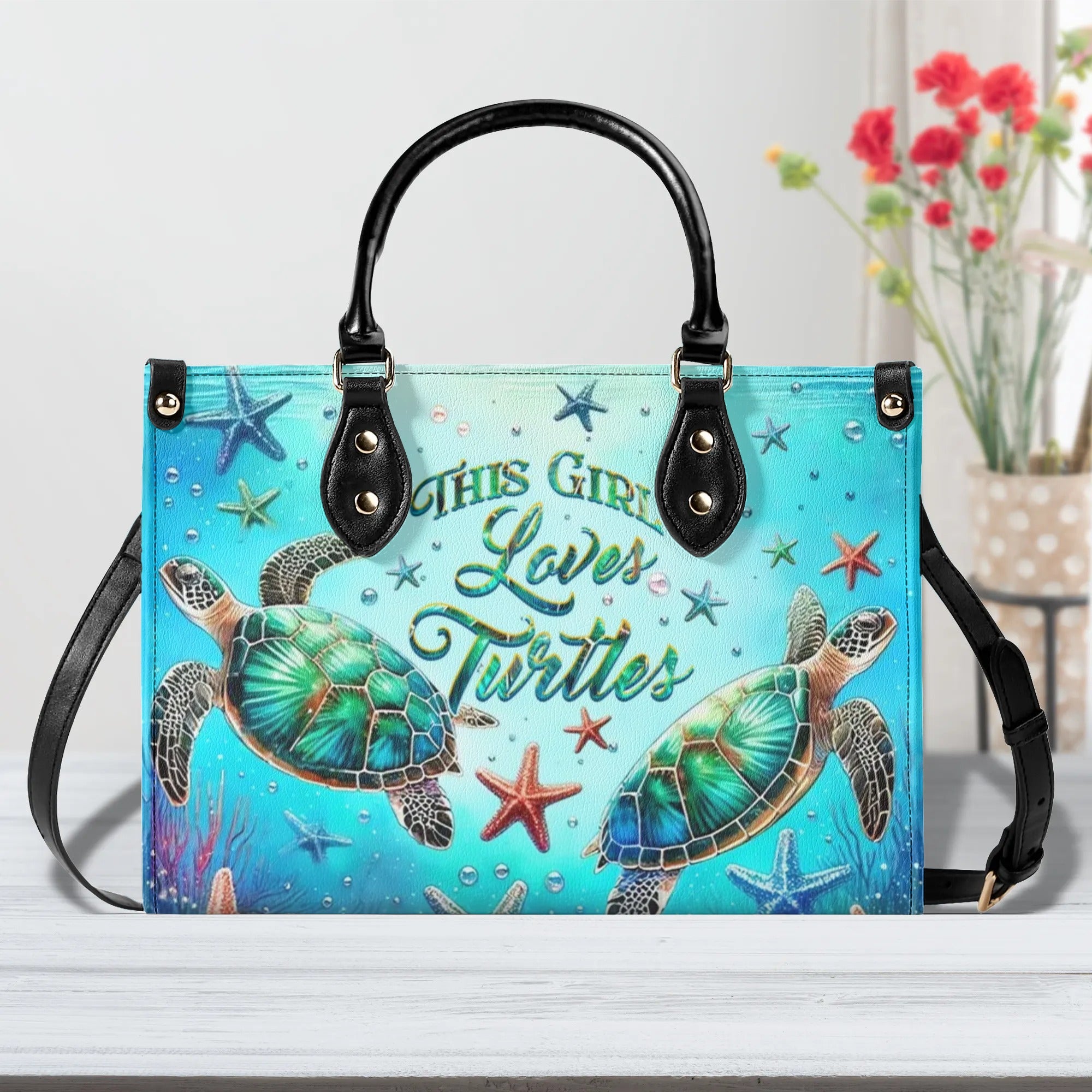 THIS GIRL LOVES TURTLES LEATHER HANDBAG - YHHG0506244