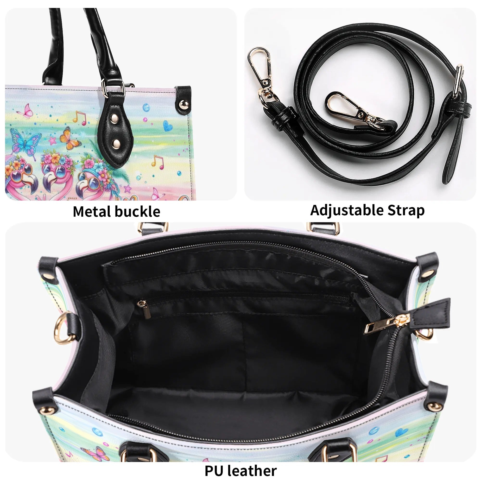 DON'T WORRY BEACH HAPPY FLAMINGO LEATHER HANDBAG - YHLT2507243