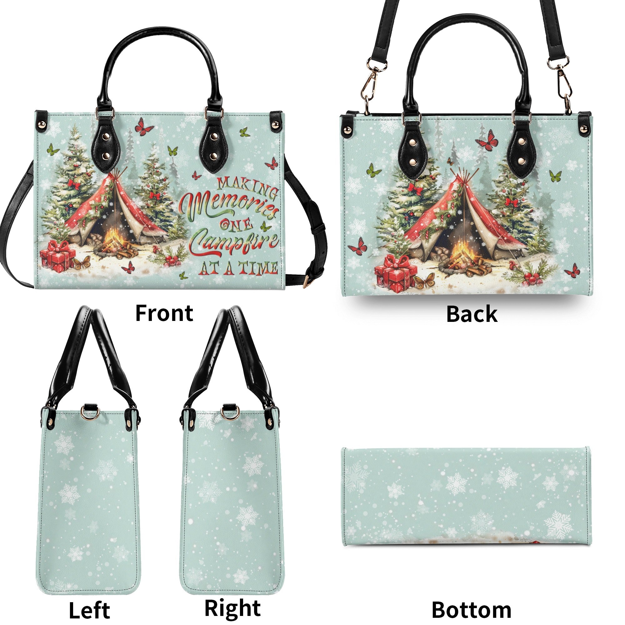 MAKING MEMORIES ONE CAMPFIRE CHRISTMAS LEATHER HANDBAG - YHLN2510244