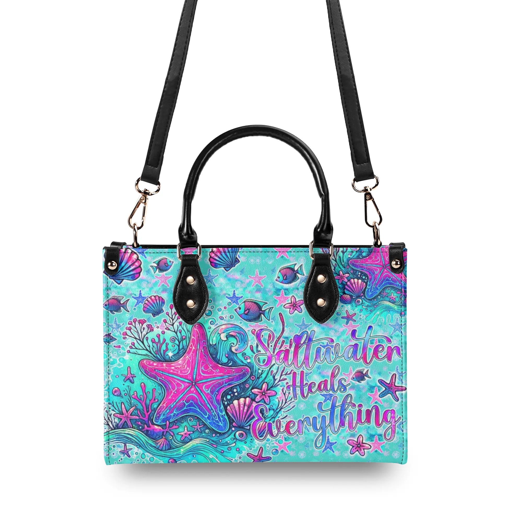 SALTWATER HEALS EVERYTHING STARFISH LEATHER HANDBAG - TYQY2307244