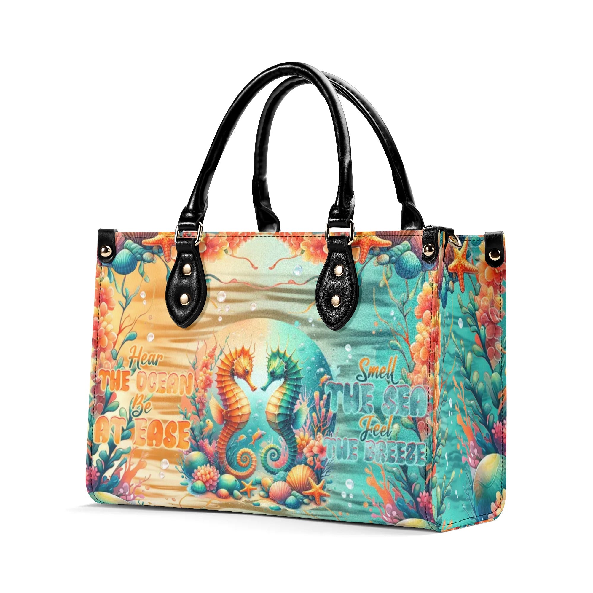 SMELL THE SEA FEEL THE BREEZE SEAHORSE LEATHER HANDBAG - TLNT2407244