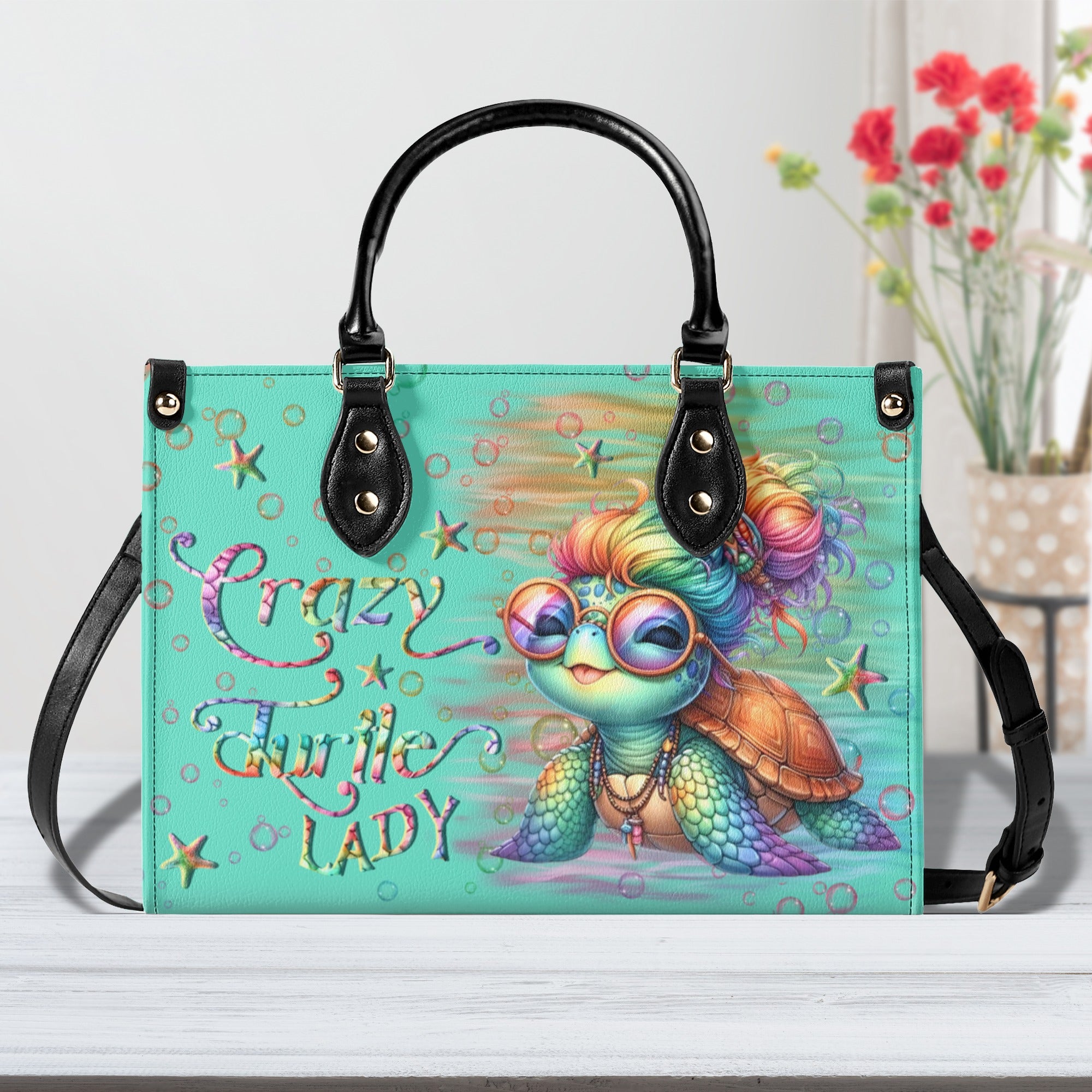 CRAZY TURTLE LADY LEATHER HANDBAG - YHLN1510245